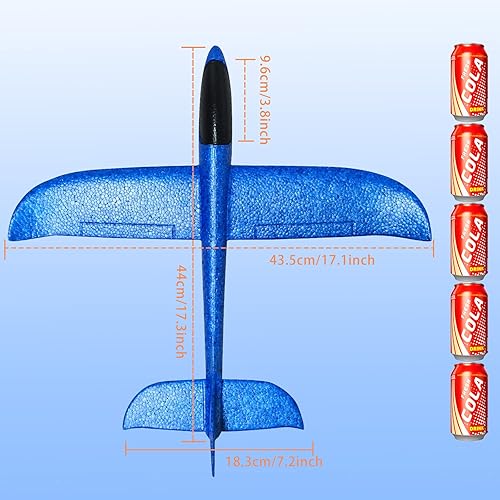 Miniatura 5 de VCOSTORE Paquete de 4 aviones de espuma avión planeador de espuma de 17.5 pulgadas, juguete grande de avión planeador con 2 modos de vuelo de vuelo,