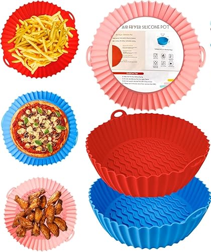 Paquete de 3 forros de silicona para freidora de aire de 85 pulgadas para freidora de aire reutilizable de 5 a 8 cuartos de galón insertos para
