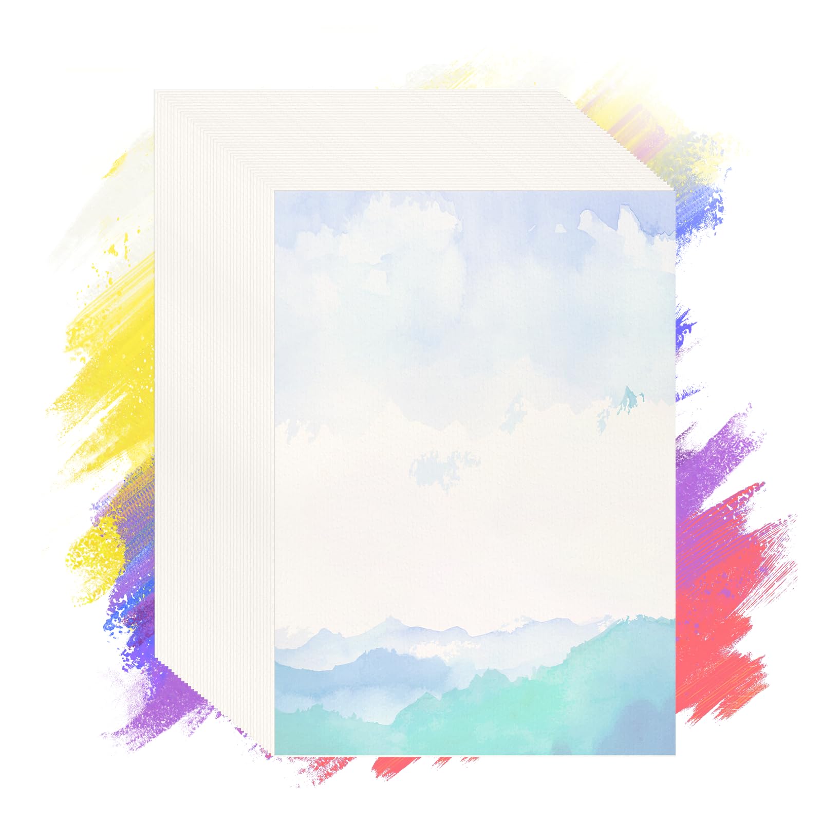 50 Sheets Watercolour Paper Bulk, Water Colour Paper 300 GSM White Painting Drawing Paper Hot Pressed for Students Artists Beginners Arts Crafts Painting Supplies, 5" x 7"