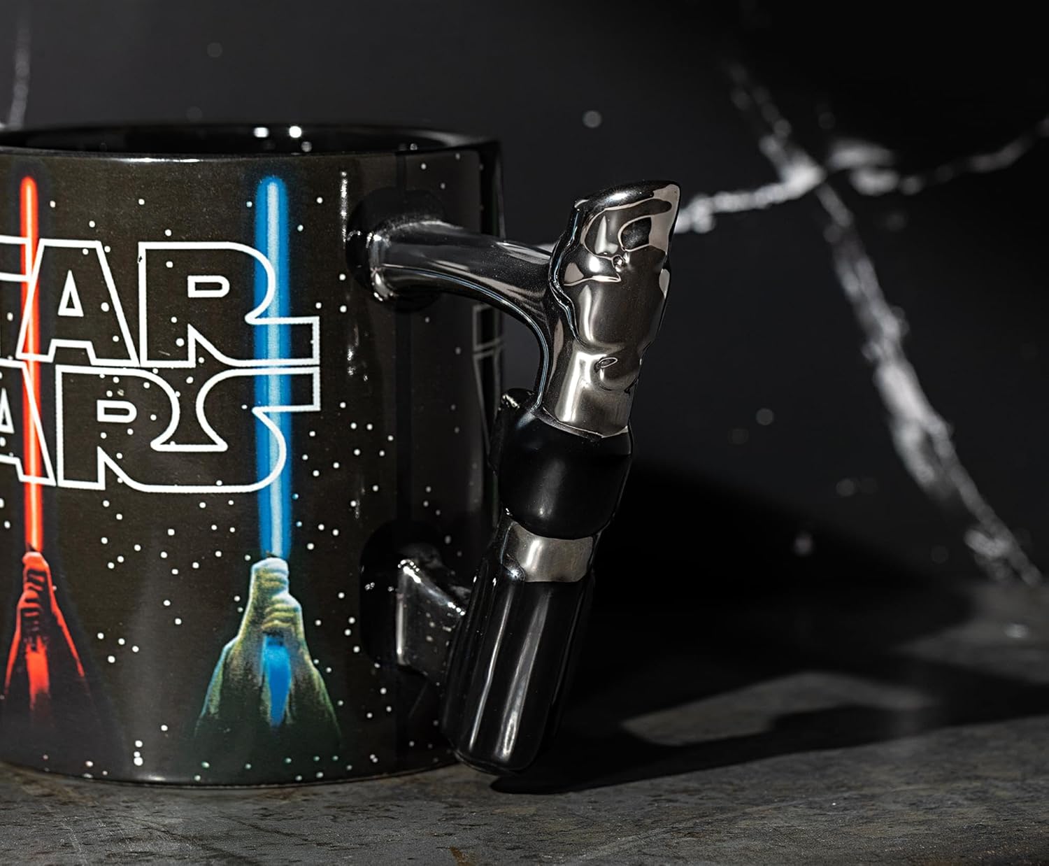 Silver Buffalo Star Wars Logo Ceramic Mug with Lightsaber Shaped Handle, 20 Ounces - Image 4