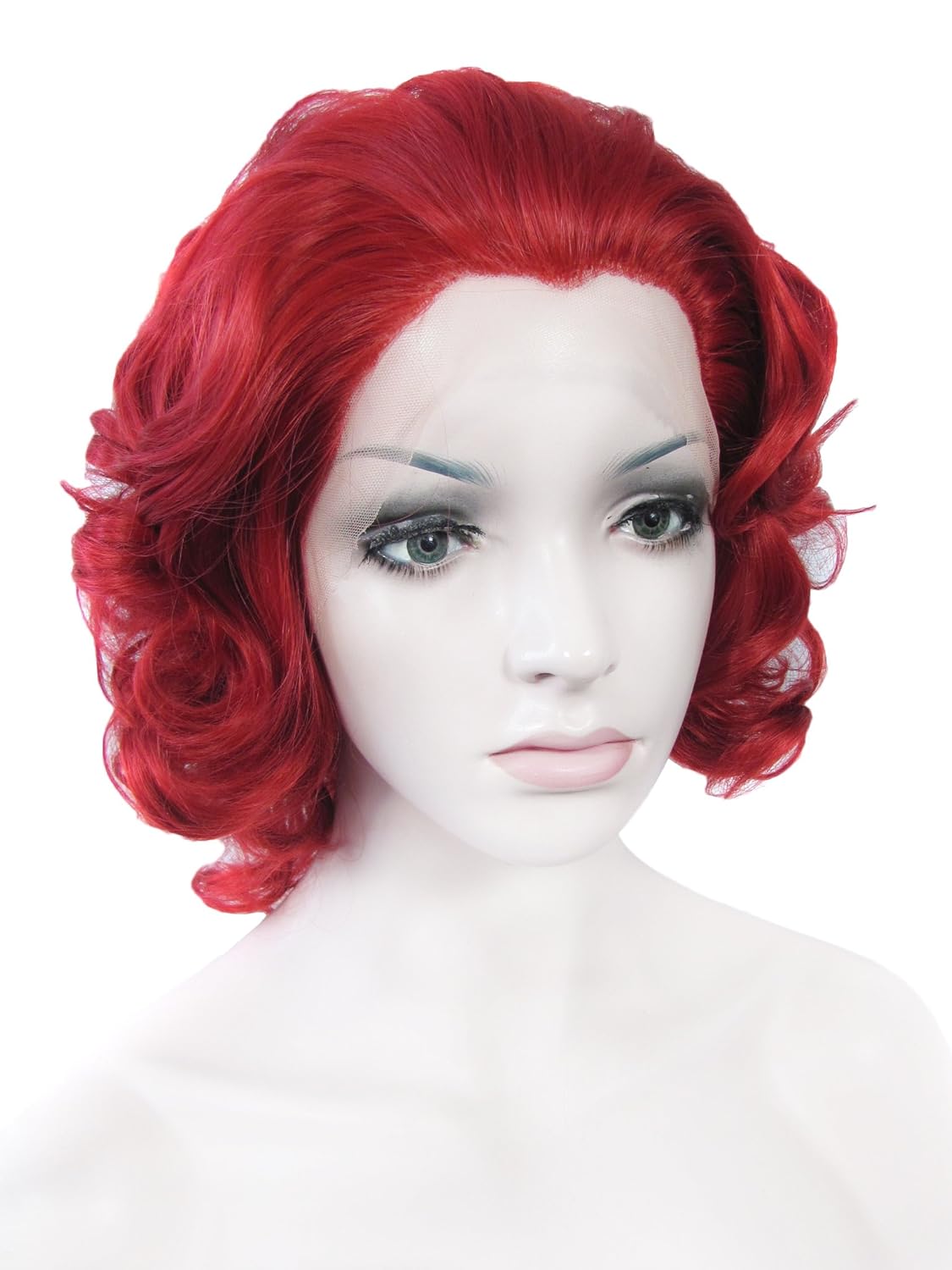 Lace Wig Synthetic Lace Front Wig Short Curly Fire Red 10inch Wig