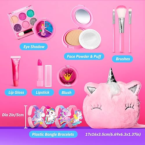 Miniatura 51 de ULOVEME - Kit de maquillaje real para niñas pequeñas, juguete de maquillaje real, no tóxico, lavable, regalo de cumpleaños para niñas de 3, 4, 5, 6
