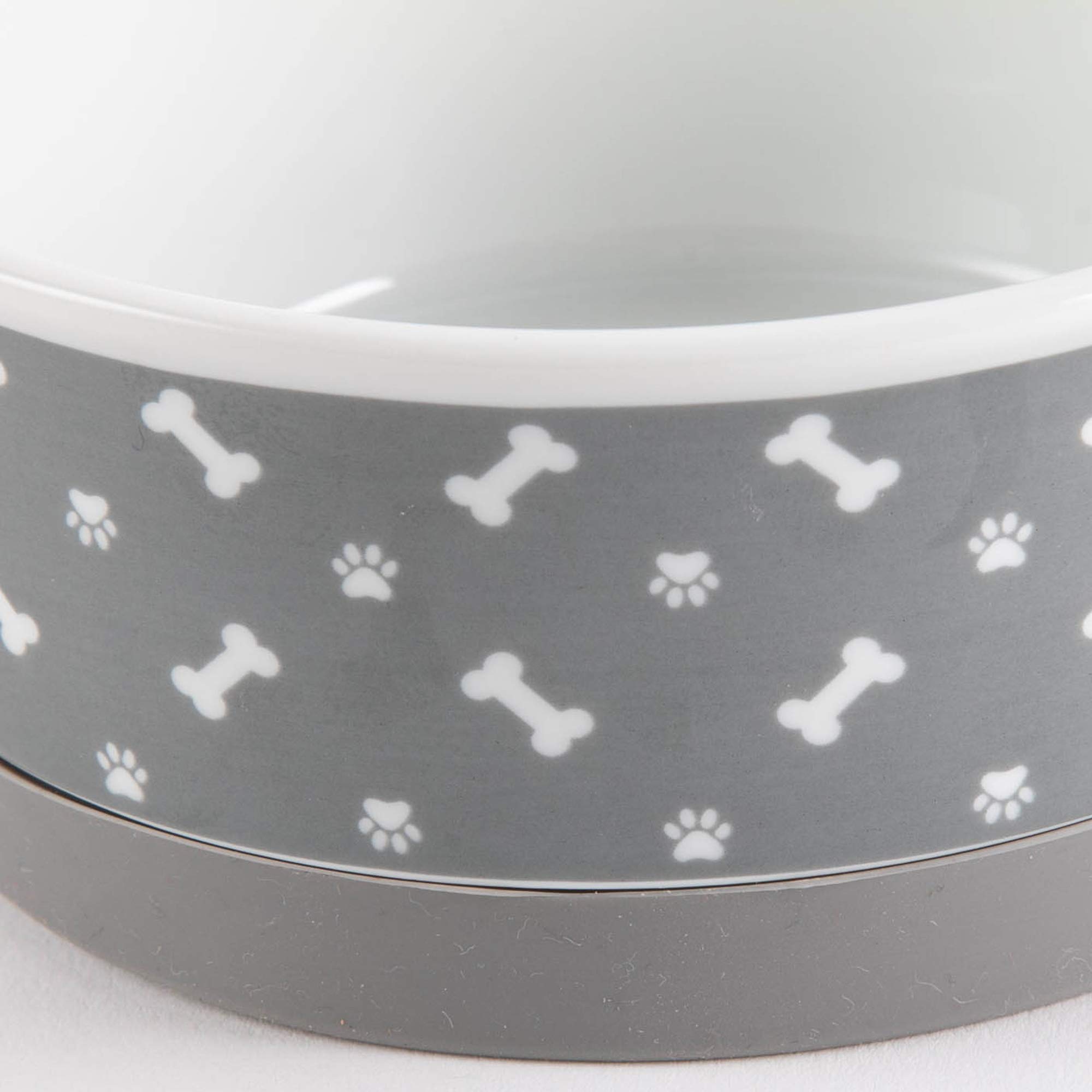 Bone Dry Ceramic Pet Collection, set di ciotole medie, grigio, 2 pezzi