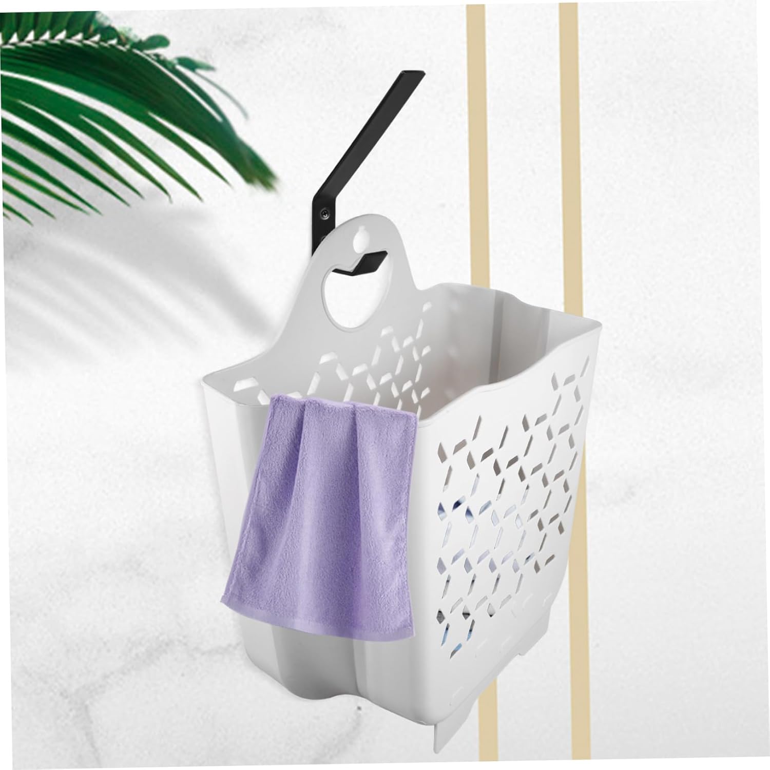 Laundry Basket Wall Mount Storage Basket with Handles Medium White Hanging Hamper for Bathroom Bedroom Nursery Space Saving and Capacity Organizer