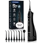 Hangsun Water Flossers for Teeth Cordless Rechargeable Dental Oral Irrigator Water Jet for Teeth Braces Care with 8 Jet Tips for Travel and Home Use (Black)