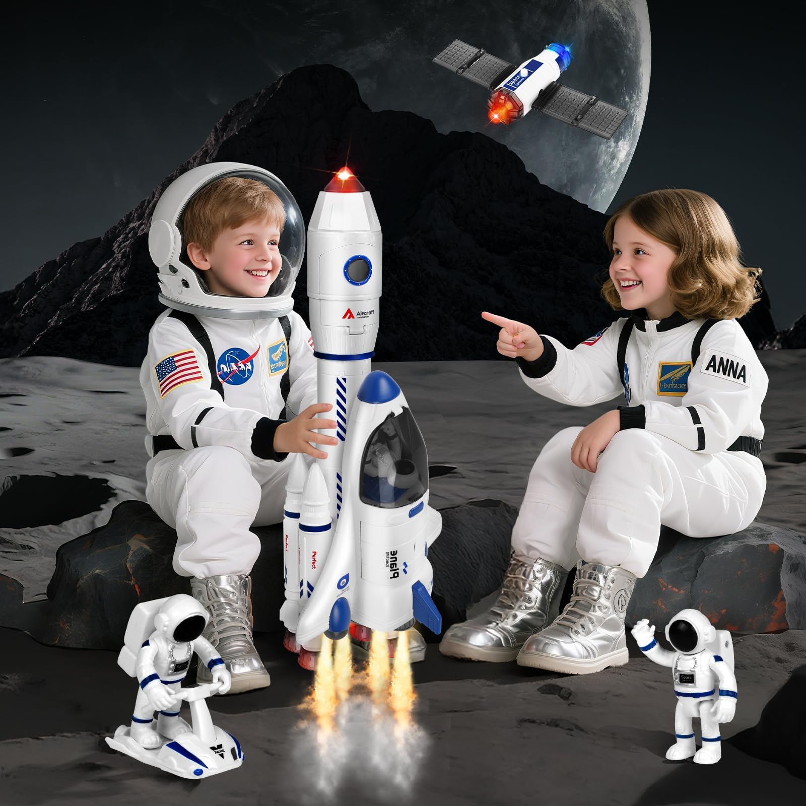 Juguete de Cohete Espacial para niños, de Transbordador para de 3, 4, 5, 6, 7 y 8 años, de Cohete Espacial de Regalo para y niñas.