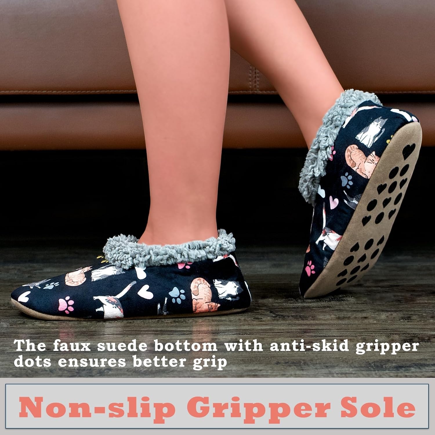 cosyone1997 Slippers for Women Indoor Non Slip Soft Sole Slippers, Fuzzy Sherpa Lined, Cute Animal Print - Image 5