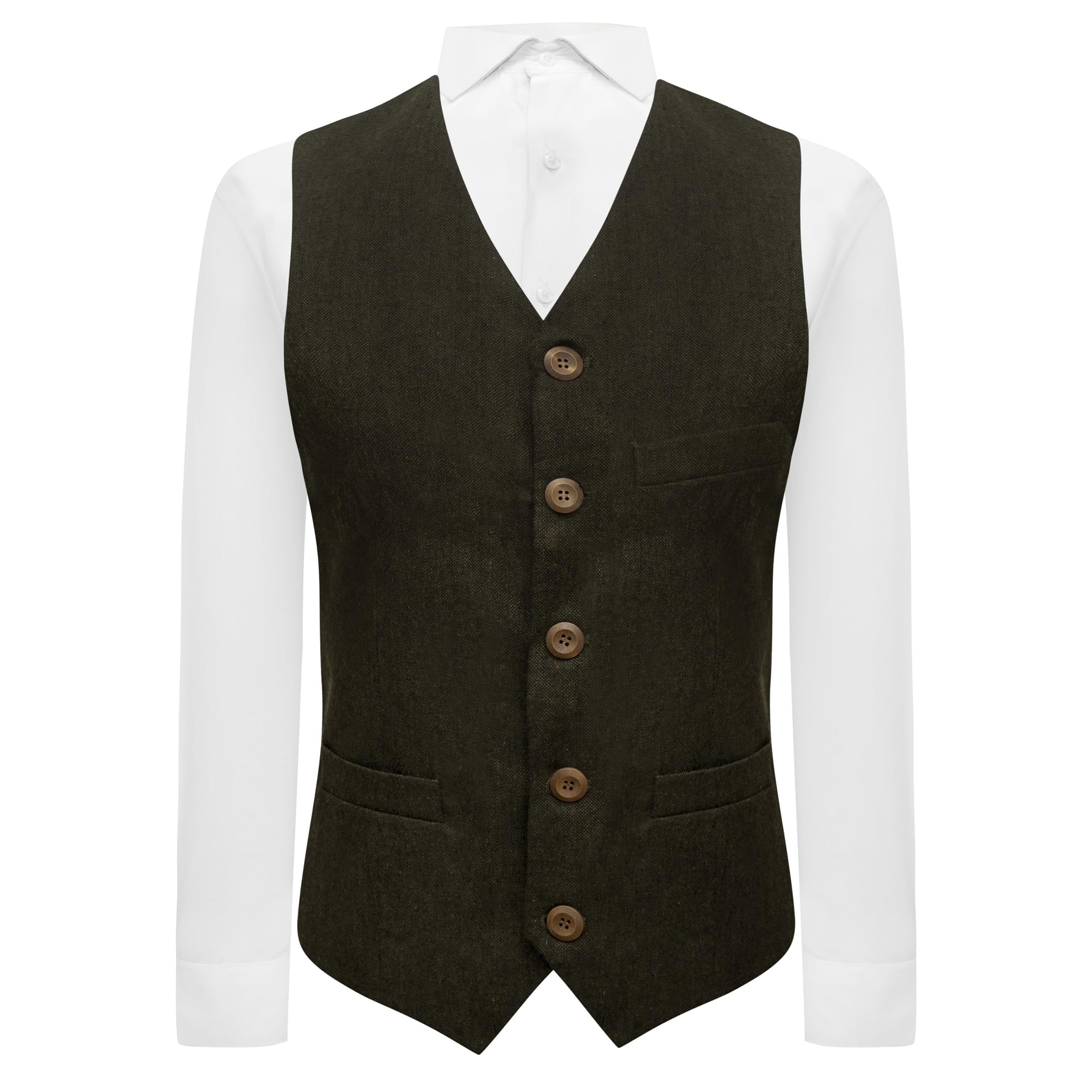 King & Priory Highland Weave Forest Green Waistcoat - XL