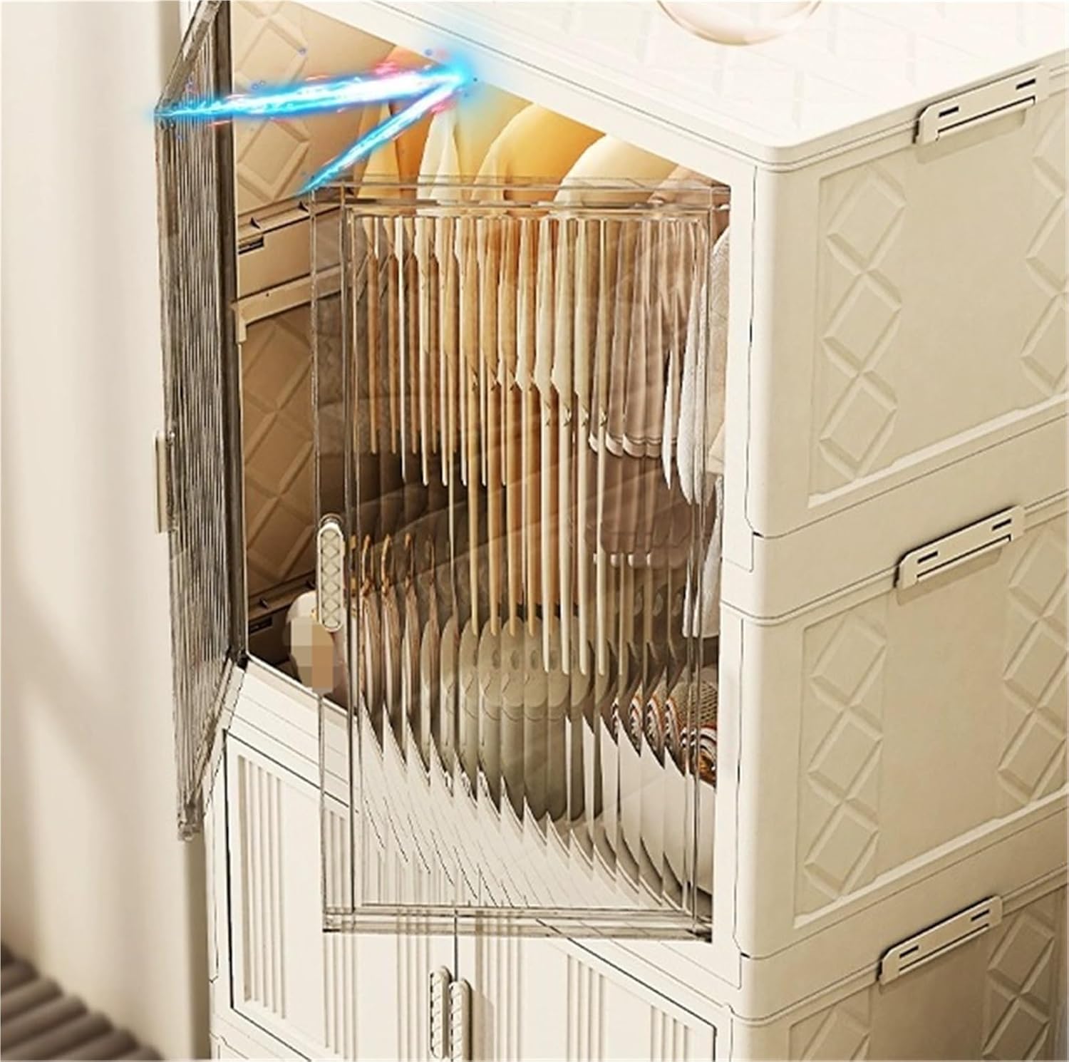 Clothes Storage Organizer for Cloakroom Simple Wardrobe Portable Closet Wardrobe Closet Organizer with Cover for Bedroom Wardrobe(70x40x80cm)