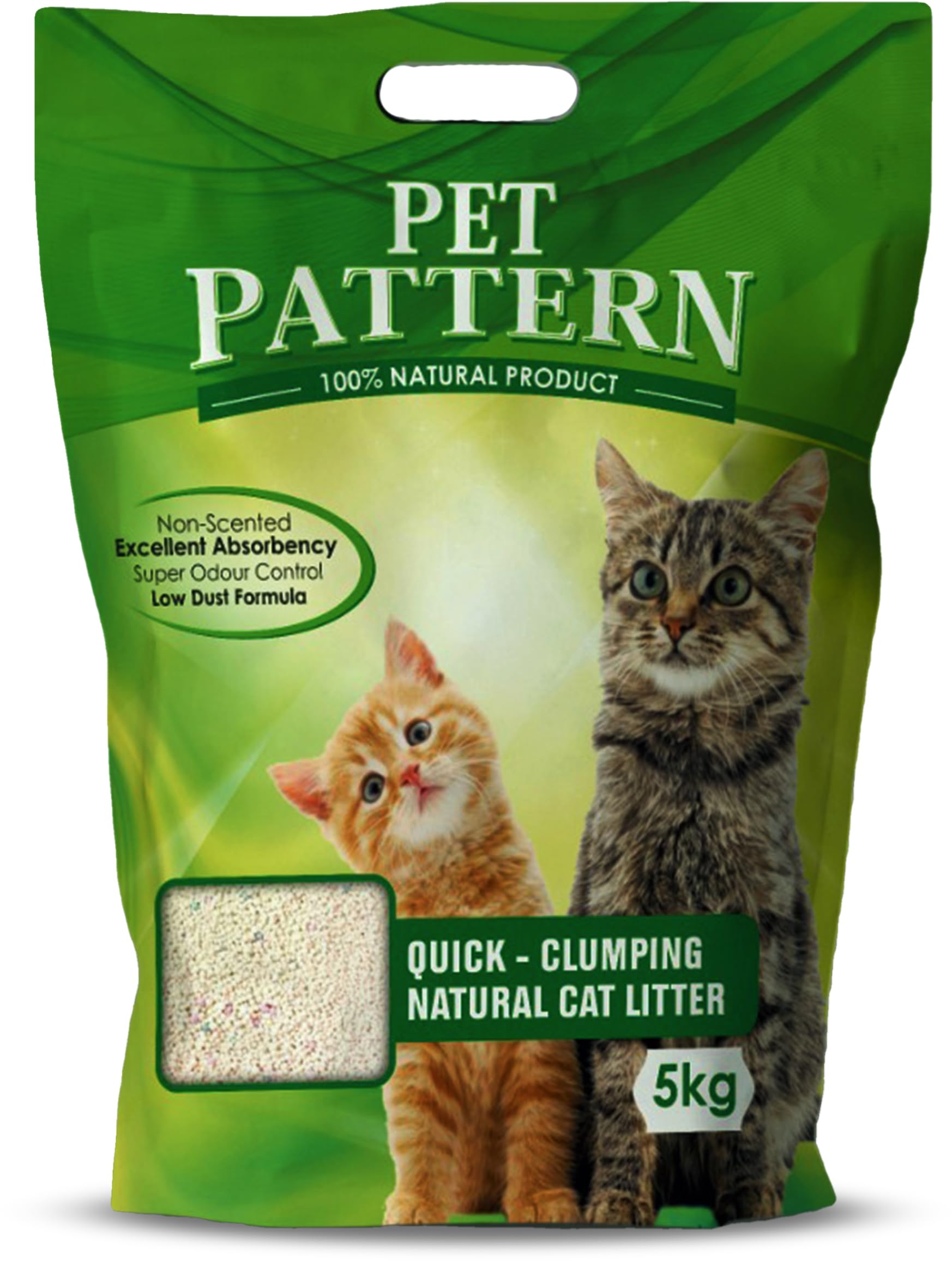 Pet Pattern Quick Clumping Natural Cat Litter with Benefits of Non Scented, Excellent Absorbency, Super Odour Control, L