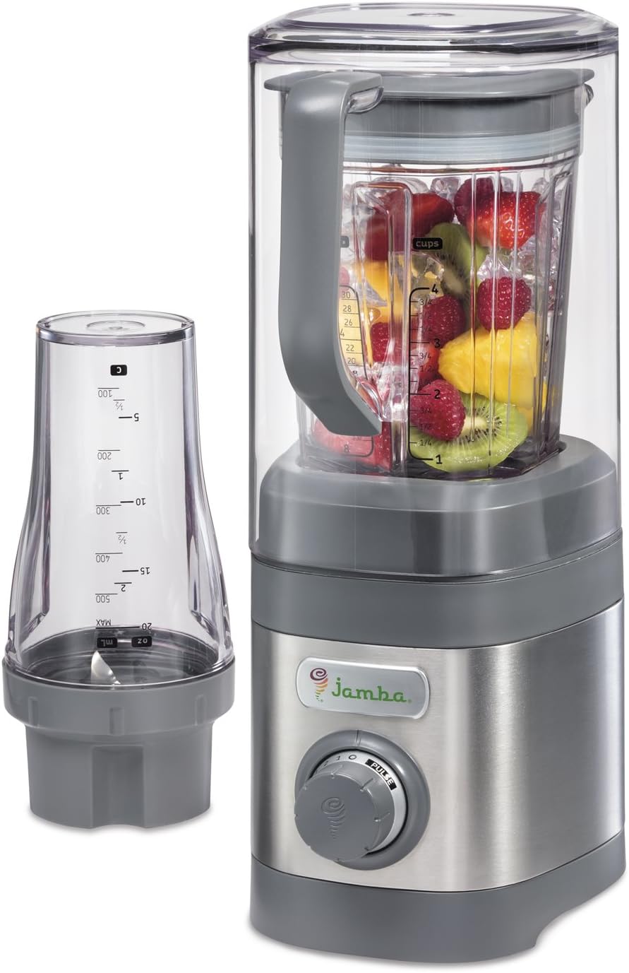 Jamba Appliances Quiet Shield Blender with 32 oz & Personal Single Serve 20 oz Jars, Gray (58916)