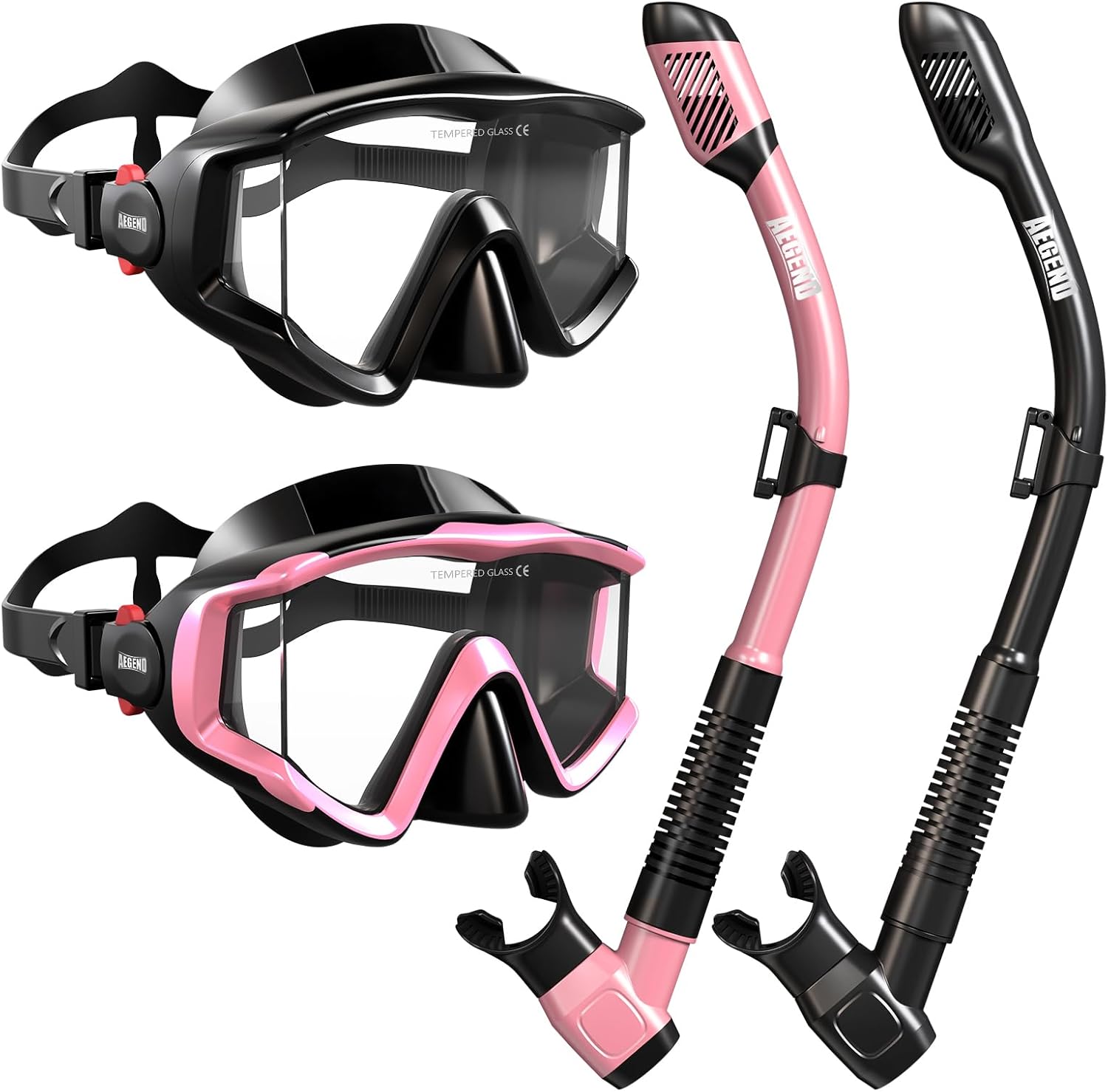 Aegend Snorkeling Gear for Adult Men Women: Diving Mask with Dry Snorkel Set - Anti Fog Panoramic Wide View with Mesh Bag for Snorkeling, Swimming & Diving