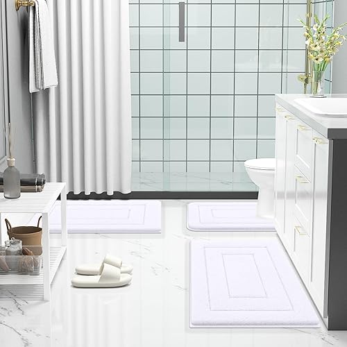 Miniatura 192 de Buganda Alfombras de baño, 24" x 16", Alfombras de baño de microfibra suaves y absorbentes, Alfombra de ducha esponjosa antideslizante, Alfombras de