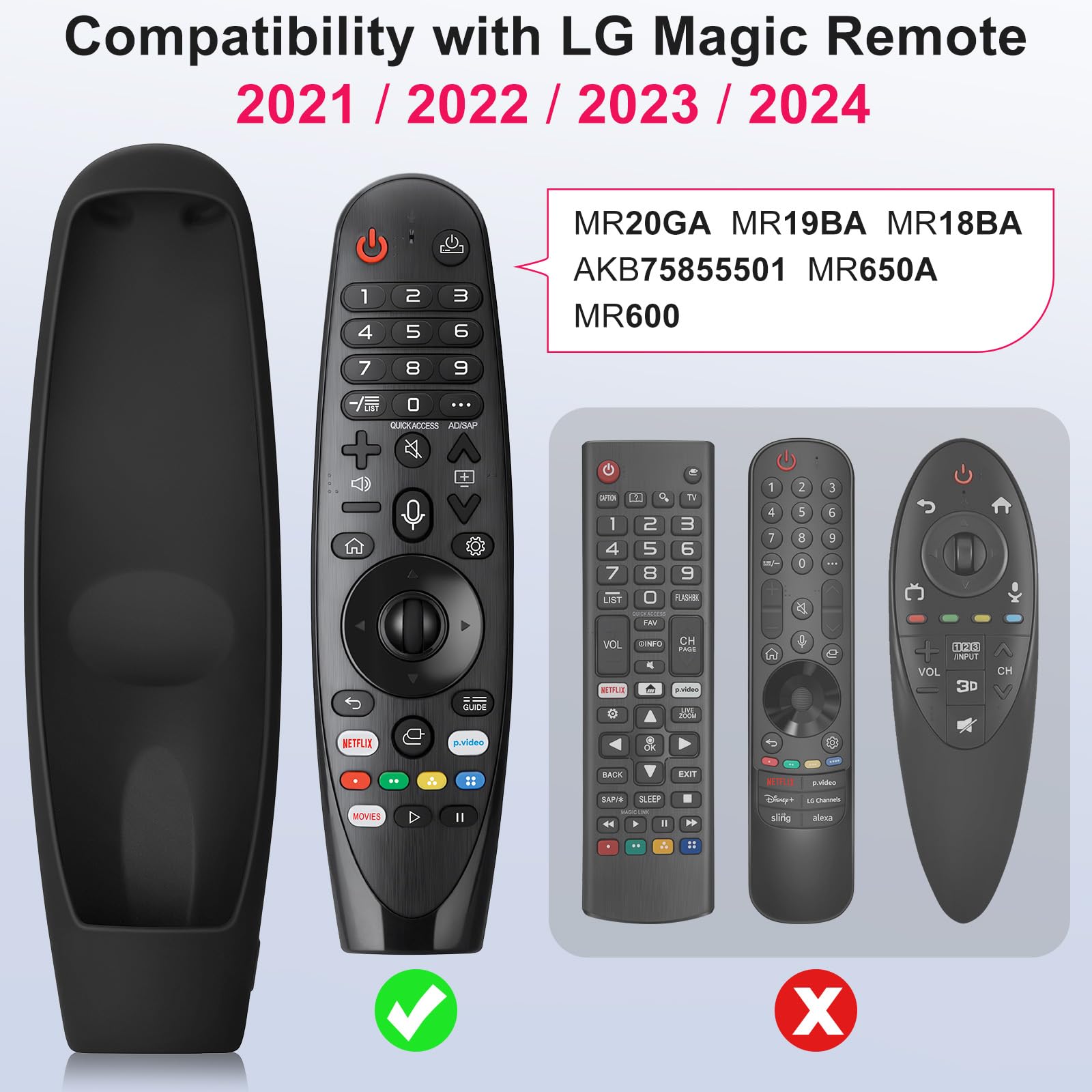 Custodia protettiva in silicone per telecomando LG TV AKB75855501 MR20GA, custodia per telecomando LG-Magic TV