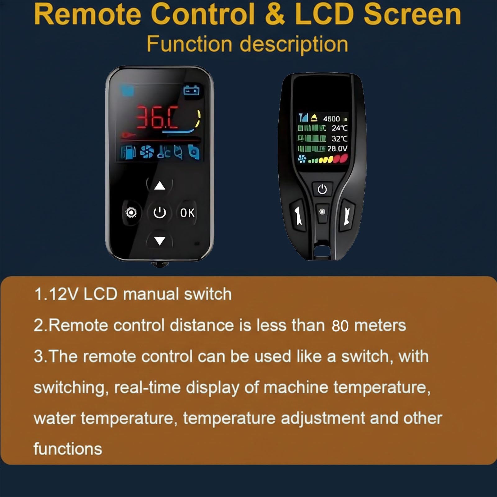 5KW Riscaldatore Diesel a Liquido 12V 24V, Sistema Preriscaldamento Motore con Telecomando LCD, Riscaldamento Idronico Universale per Veicoli e Imbarcazioni(12V)