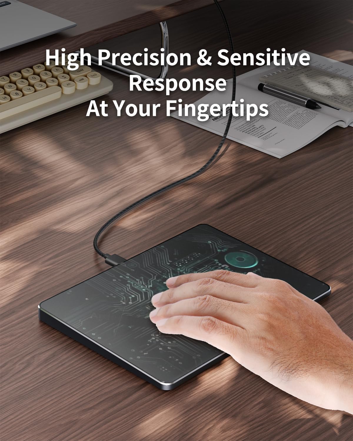 ProtoArc Wired USB Trackpad for Windows 10/11, Large High-Precision T1 Wired Trackpad Mouse with Multi-Gesture, Ultra Slim Portable Aluminum Touchpad Mouse for Computer/Desktop/Laptop, Black