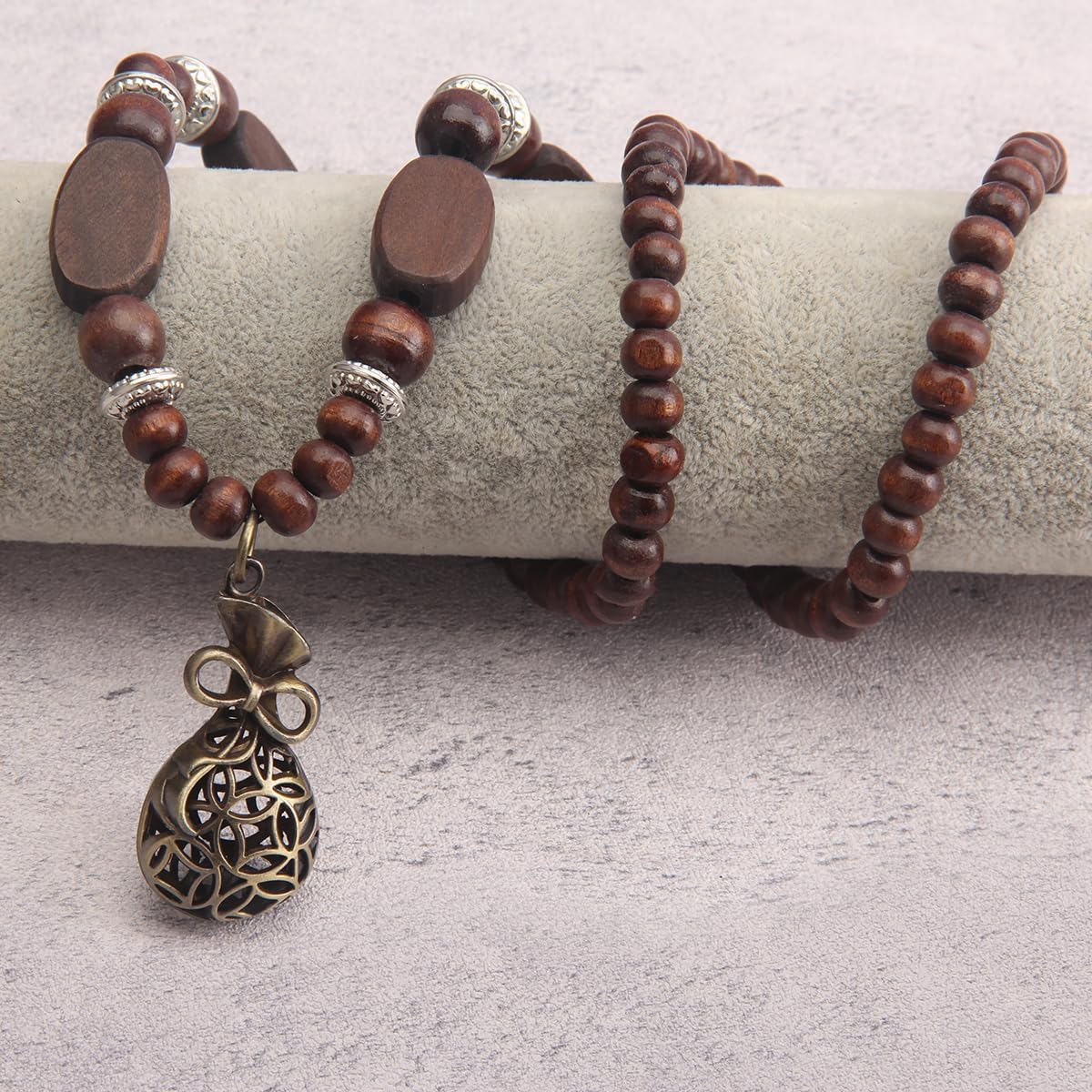 Leather Necklace for Women Long Boho Pendant Hippie Choker Necklace Bohemian Layered Leather Rope Wooden Jewelry Gifts - Image 4