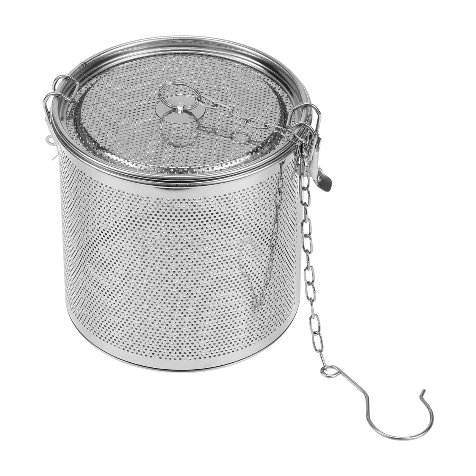 Bola de especias para cocinar, colador de condimentos, infusor de té de acero inoxidable 304, filtro de malla para hojas sueltas, sopa de té, gran capacidad y gancho de cadena extendido (16 x 16 x 16