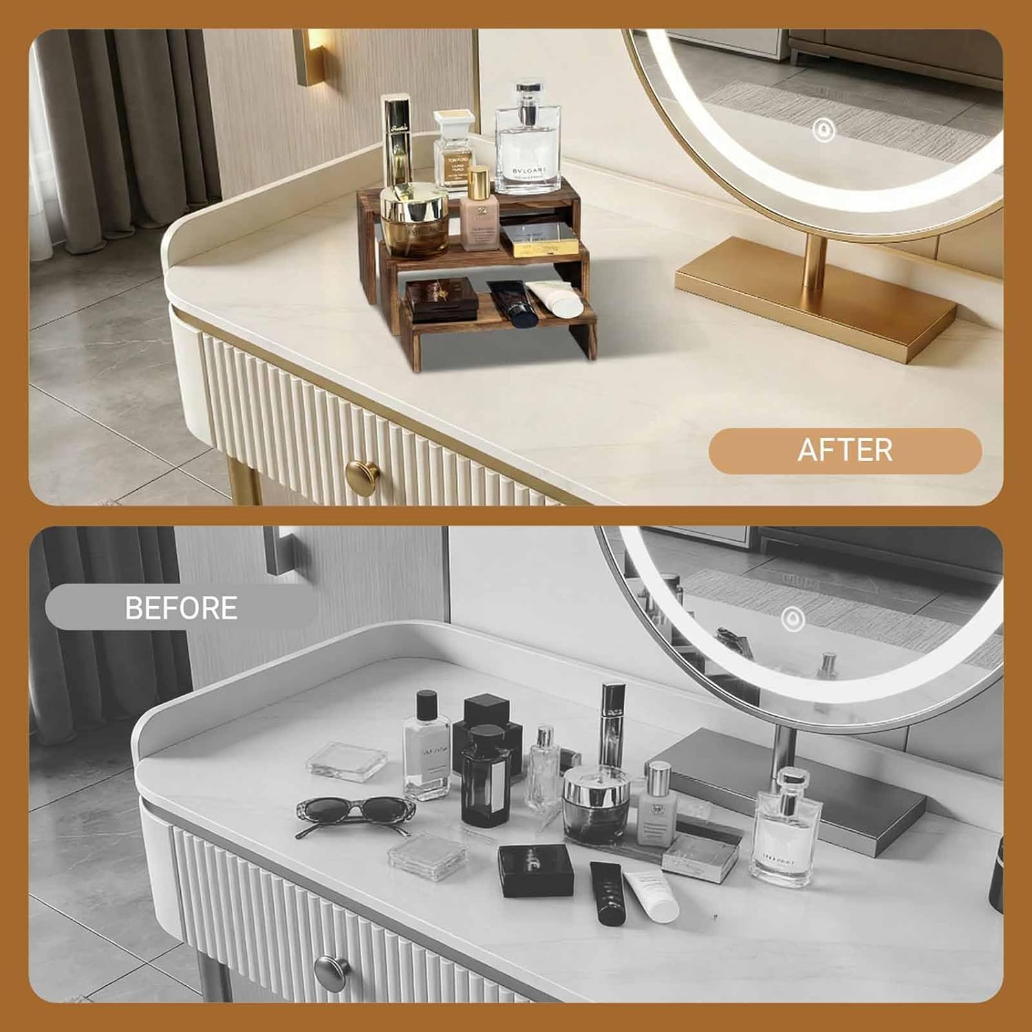 3-Tier Wood Display Risers – Versatile Food Display Risers for Party, Desktop Organizer for Home, Office & Kitchen, Multi-Purpose Wooden Shelf for Plants, Collectibles(9.5/8.5/7.5 in) - Image 3