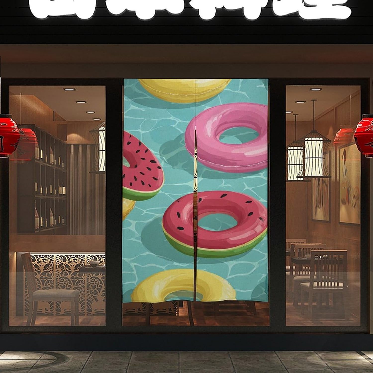 Swimming Pool Swim Ring Doorway Curtain Insulated Room Divider Drapes | white linen,privacy curtains