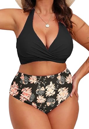 Hanna Nikole Costume Da Bagno Due Pezzi Donna – Bikini Push Up Con Maniche Svolazzanti E Controllo Pancia – Taglie Forti