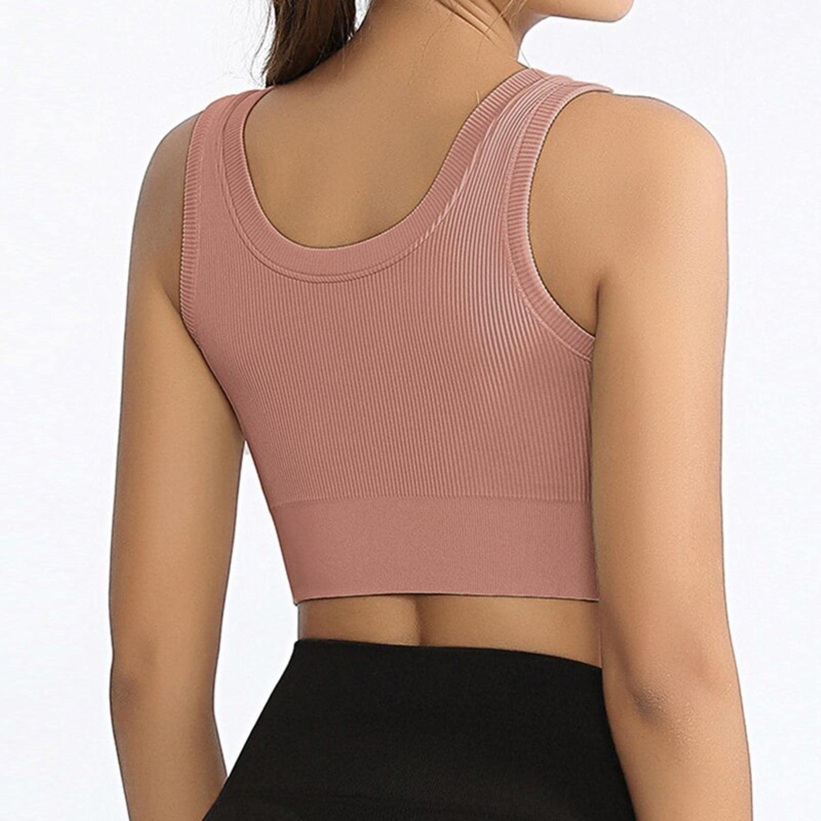 Reggiseno Sportivo per Fitness con Cerniera Frontale Sexy Traspirante Antiurto Crop Top Gilet da Donna Running Gym Training Brassier Sportswear