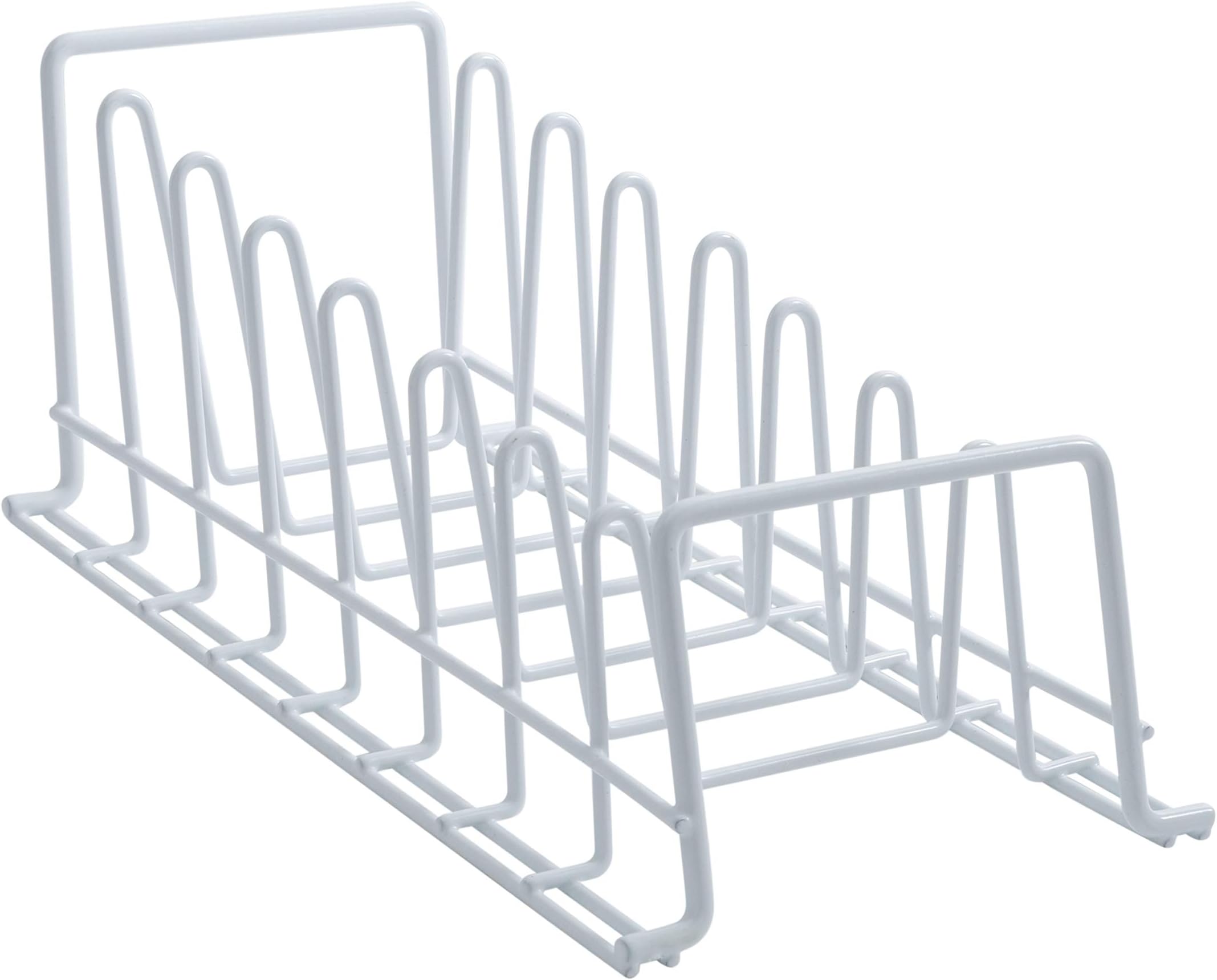 Organize It All Vinyl Coated Kitchen Wire Lid Plate Rack, 8 dividers, Great for Storing Plates, Lids, Kitchen Organization, White