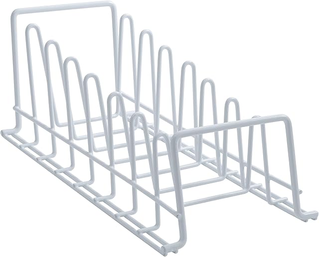 Organize It All 1902W Vinyl Coated Kitchen Wire Lid Plate Rack - White
