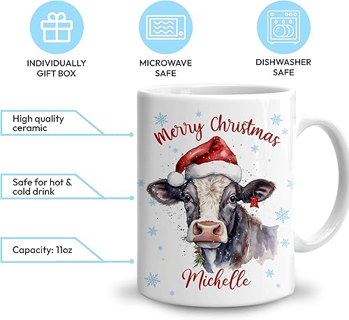 Vista 59 de Hyturtle Regalos personalizados para amantes de las ardillas, con sombrero de Papá Noel, taza de café de cerámica con nombre personalizado, taza