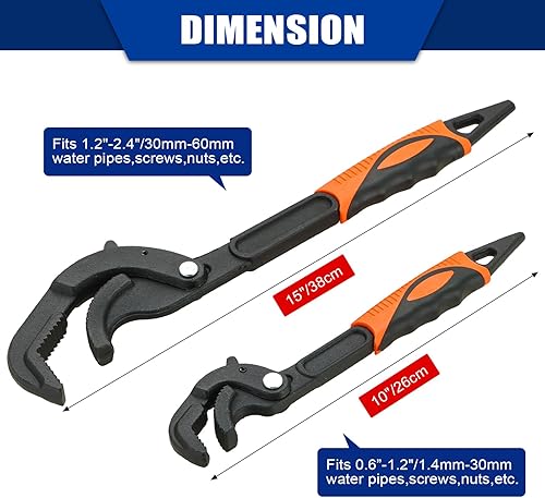 Miniatura 2 de Llave ajustable multifunción, 2 llaves de tubo, llave de tubo de alta resistencia, rápida y multifunción, llave de tubo de agarre eléctrico con