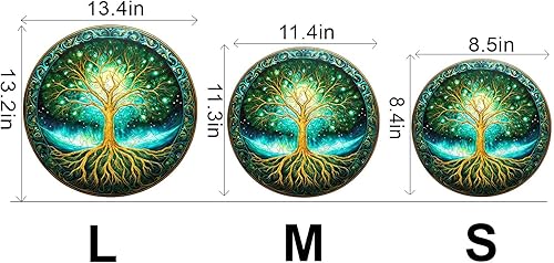 Miniatura 6 de BLUMUZE Rompecabezas de madera para adultos  Aurora Tree of Life, 8.5 x 8.4 pulgadas, 100 piezas, rompecabezas de forma única, rompecabezas de árbol