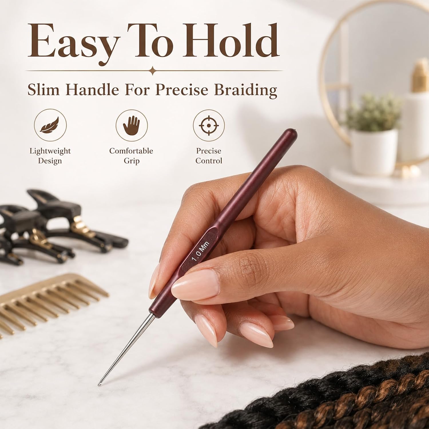 6pcs Small Size Crochet Hooks for Arthritic, Crochet Needle for Arthritic, Ergonomic Handle 0.5mm Hooks for Thread 0.5mm~1mm for Beginners, Smooth Knitting