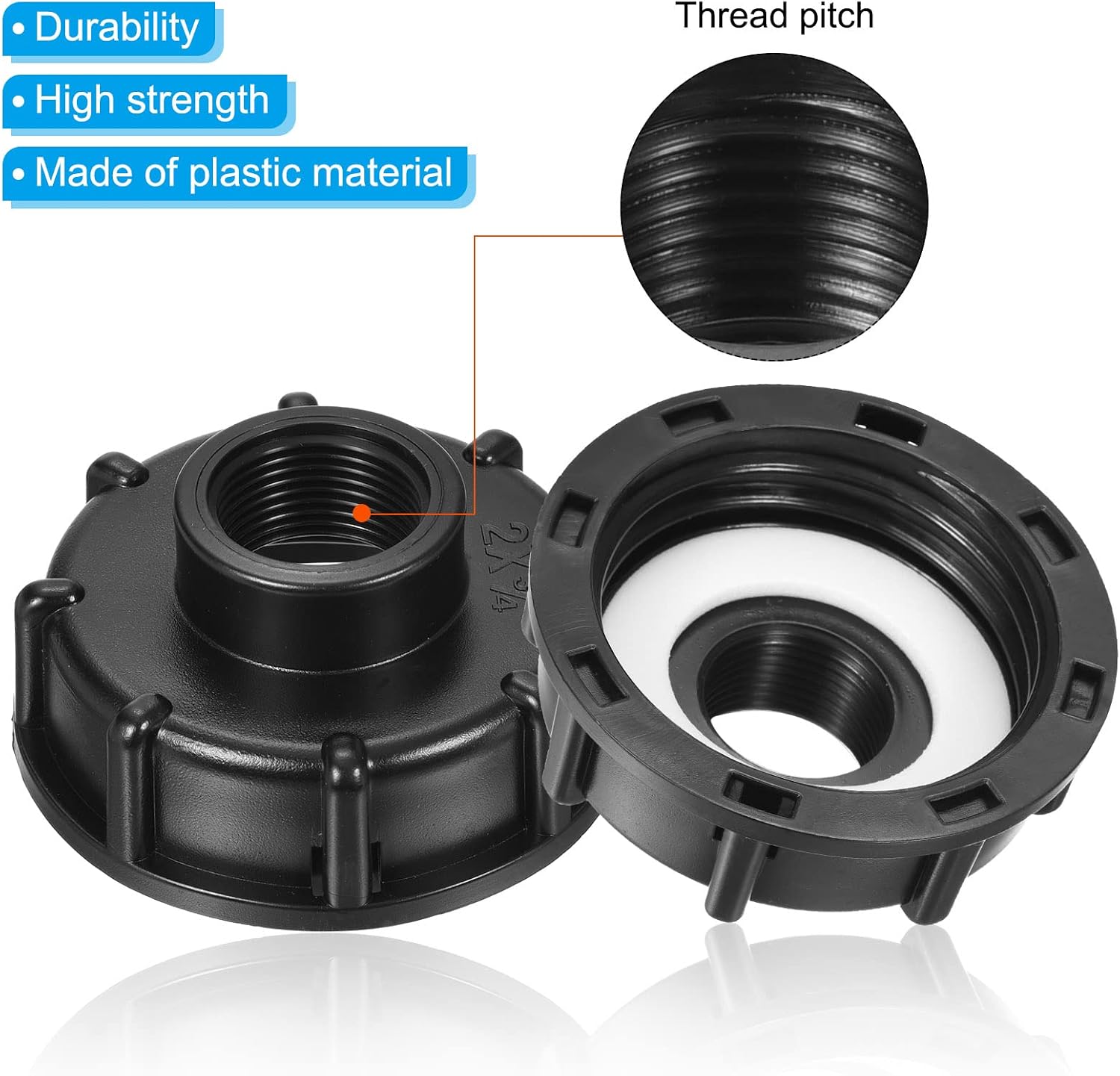 PATIKIL IBC Tote Adapter 60mm Coarse Thread 3/4" Female Outlet, 275-330 Gallon Drain Plug Connector for Water Tank Garden Hose