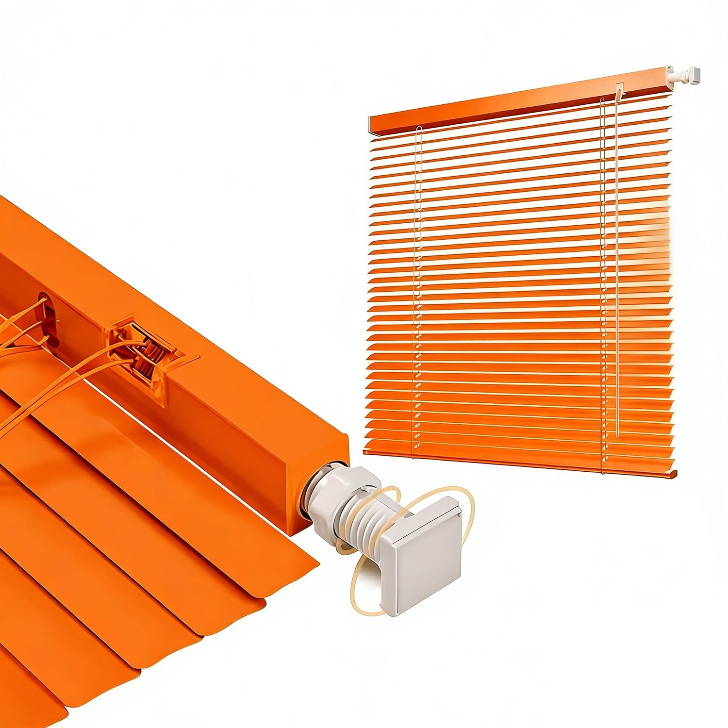 Room Darkening Mini Blind No Drill 40-140cm Width 50-180cm Length, 25mm Slat Aluminum Venetian Blinds, Cordless Horizontal Windows Blinds for Interior(Orange)