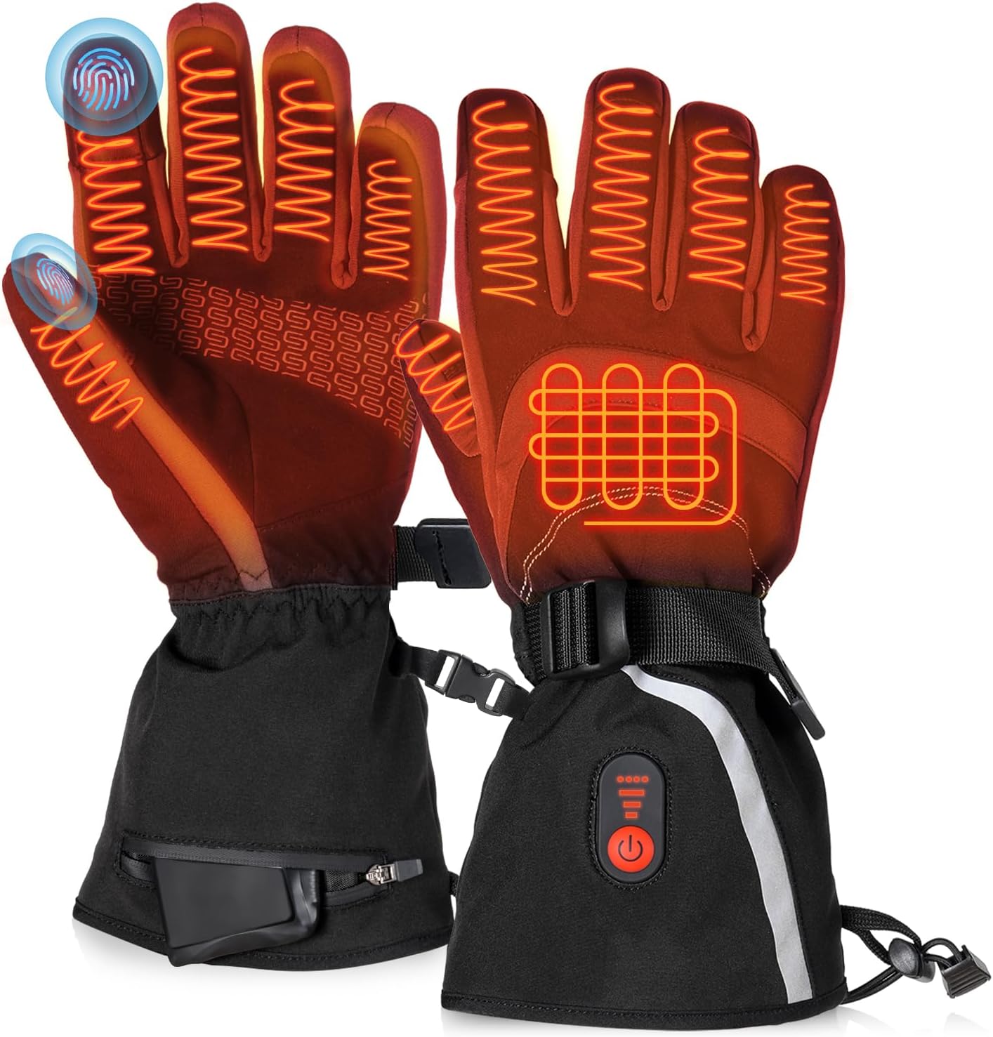 immtree Heated Gloves for Men Women, Rechargeable Electric Gloves with Battery (3000mAh x 2) 15s FlashHeat Technology, Waterproof Touchscreen for Winter Ski Hunting Driving Camping