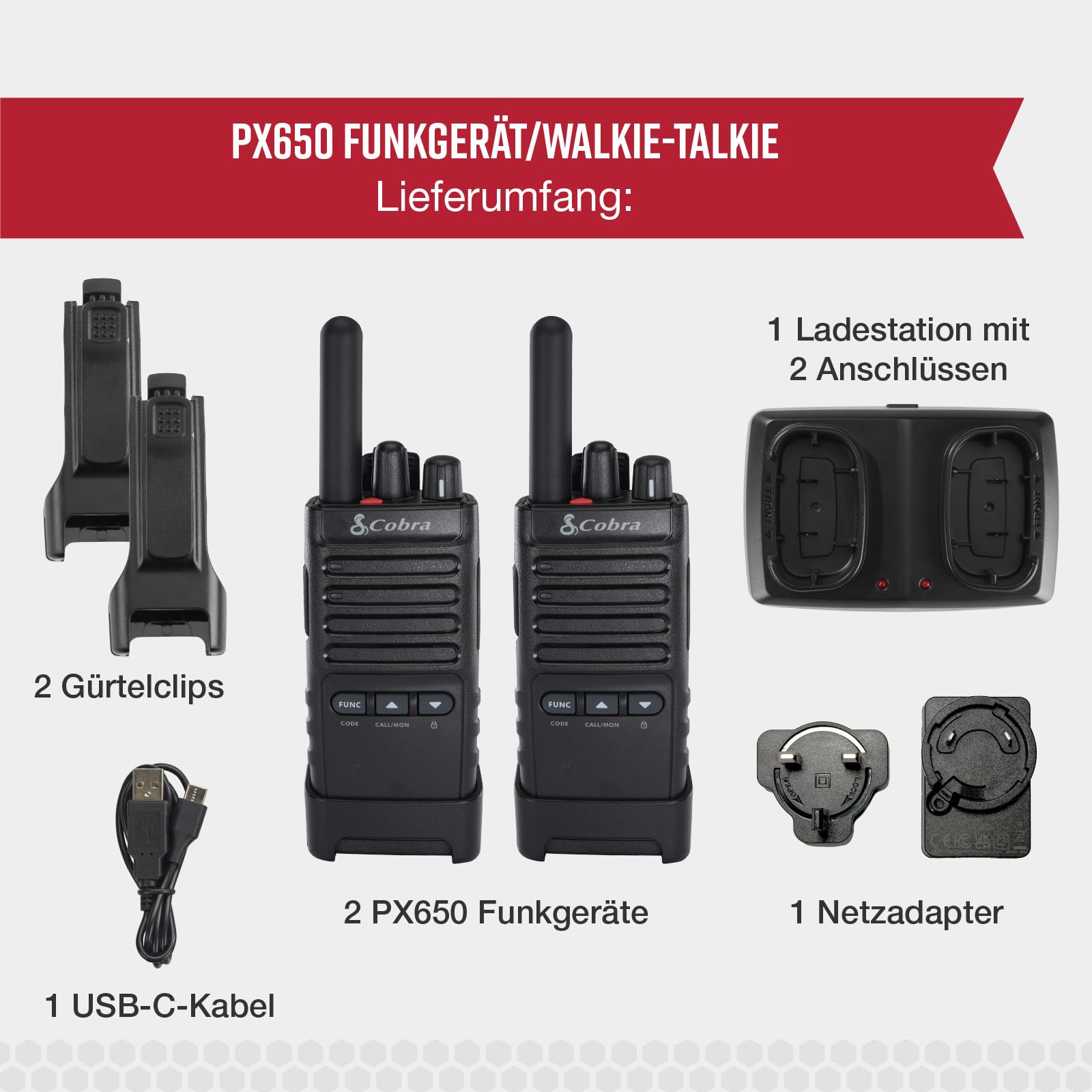 COBRA PX650 PMR446 RADIO TWIN PACK