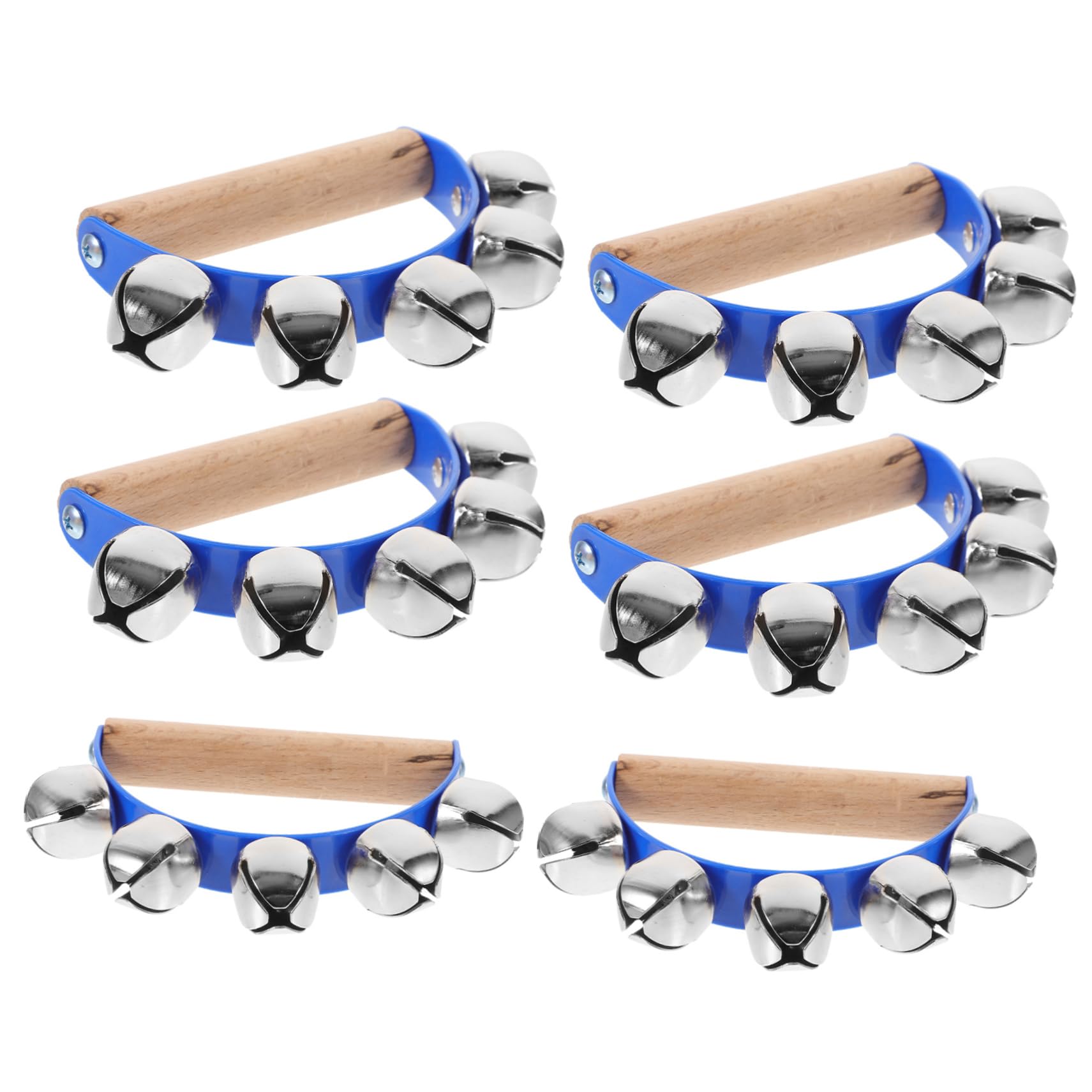Tamburelli Percussivi Semicircolari 6 Pezzi Blu in Legno Metallo | Principianti ed Esperti, Adatti a Kindergartens e Altri Contesti, Formato Portatile