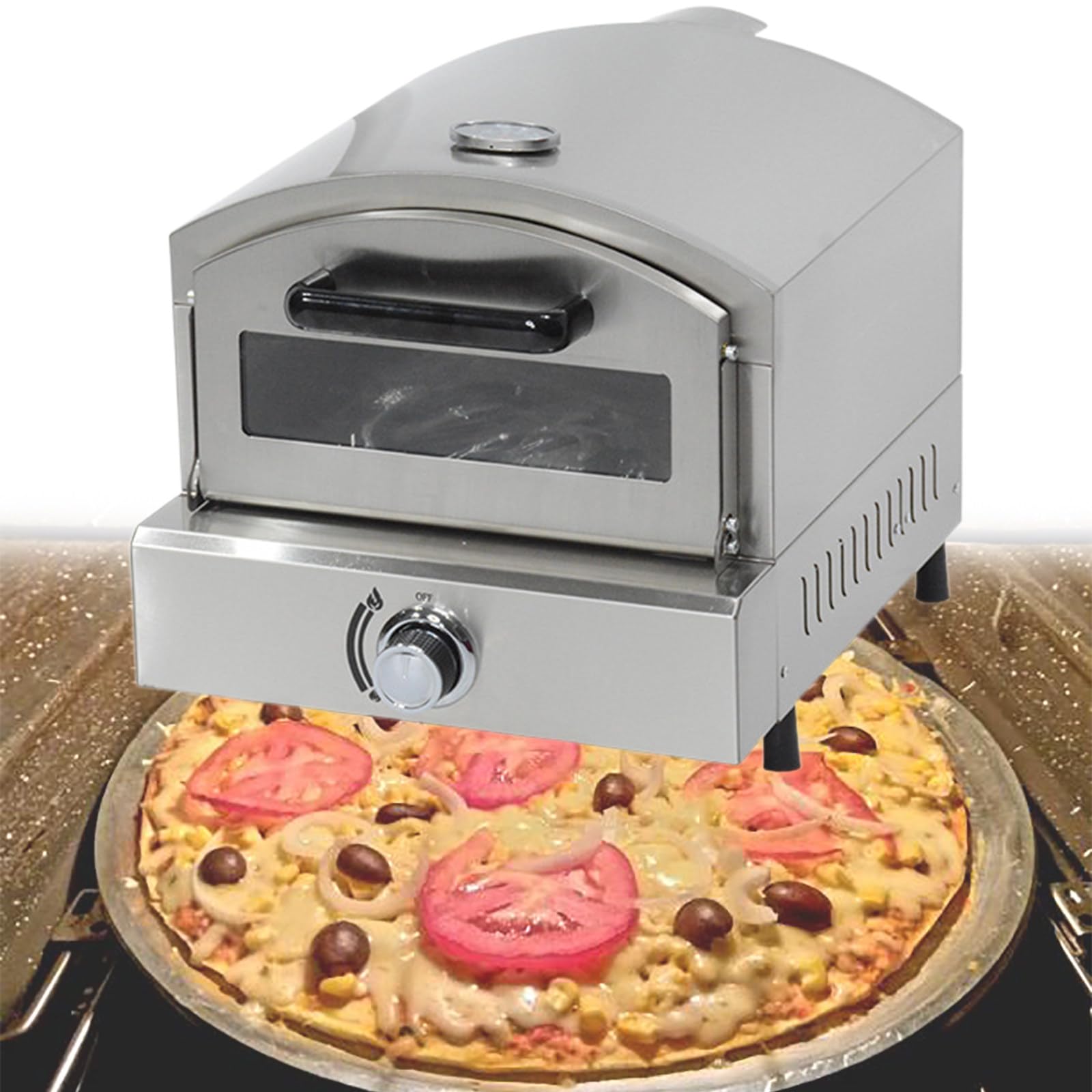Horno de Gas para Pizza y Alimentos al Aire libre para Acampar, Patio Trasero, Portón Trasero | Máquina para Hacer Pizza sin Acero inoxidable, para Cocinar Pizza, Filetes, Pescado, Pollo y Más