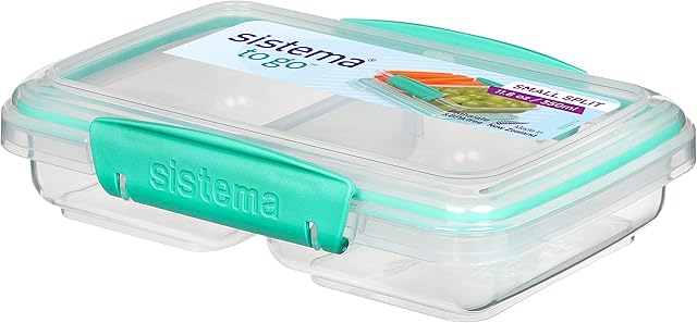 Sistema Small Split TO GO Food Storage Container | 350 ml | Lunch Box with Compartments | BPA-Free | assorted colors