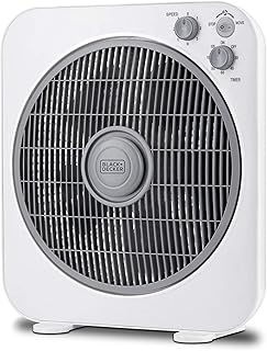 Black & Decker 40W Box Desk Fan 12 Inch Diameter, 3 Speeds Low/Medium/High And 5 Blade Design With Adjustable Portable/Travel Friendly Body To Direct Swing FB1220-B5 2 Years Warranty