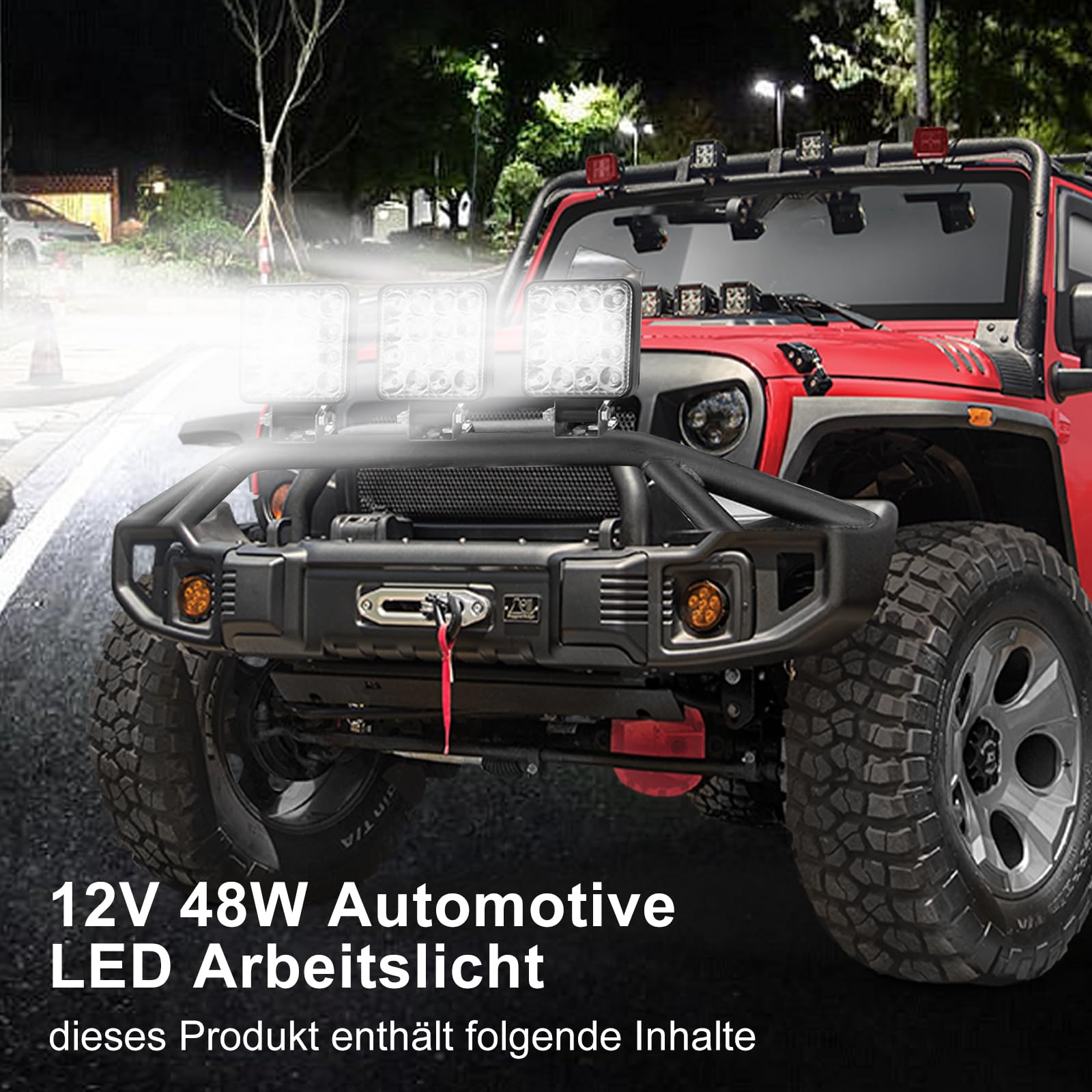Faro da lavoro a led 48 w con 16 led applicabile a fuoristrada, atv, camion, mac