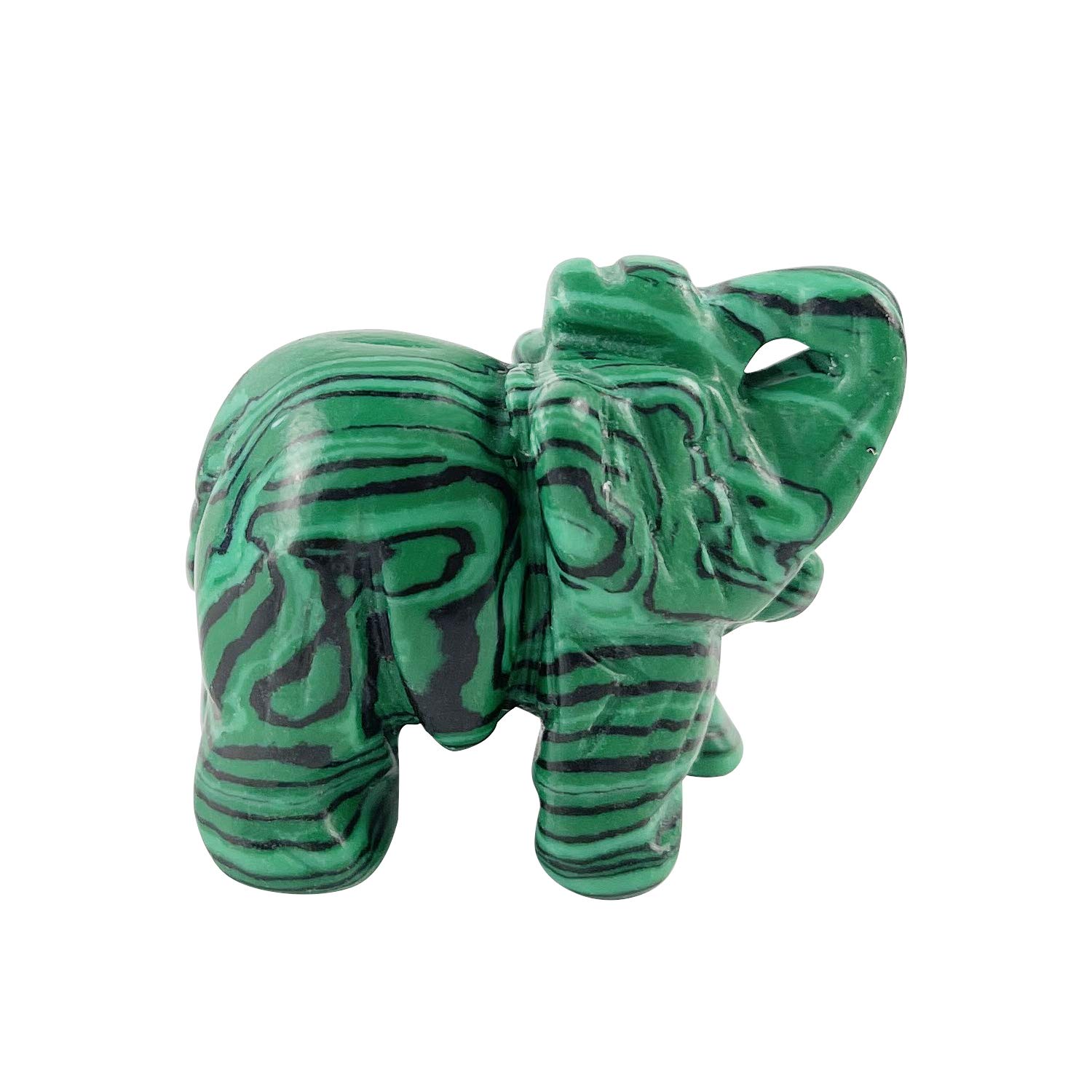 Spring.RdElephant Ornament Figurine Opalite Green Aventurine Crystal Gemstone Handcarved Reiki Energy Healing Crystal Stone Elephant Animal Statue Luck for Home Decor 1.5 inch(Malachite)