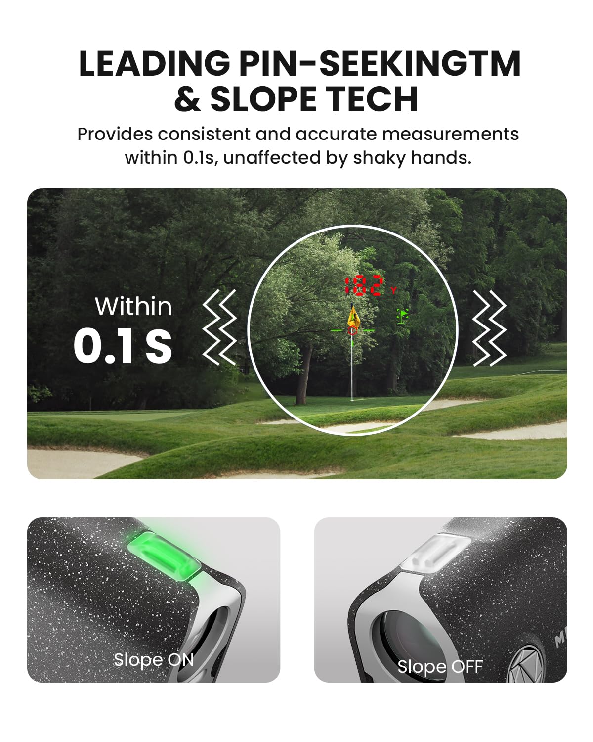 MiLESEEY PF1-Pro Misuratore di Distanza per Golf con Slope, 1100 Yarde, Ricaricabile, Magnetico, Vibrazione di Blocco Bandiera in 0,1s, IP65, Display OLED Rosso-Verde, Angolo di Visione 7,5°