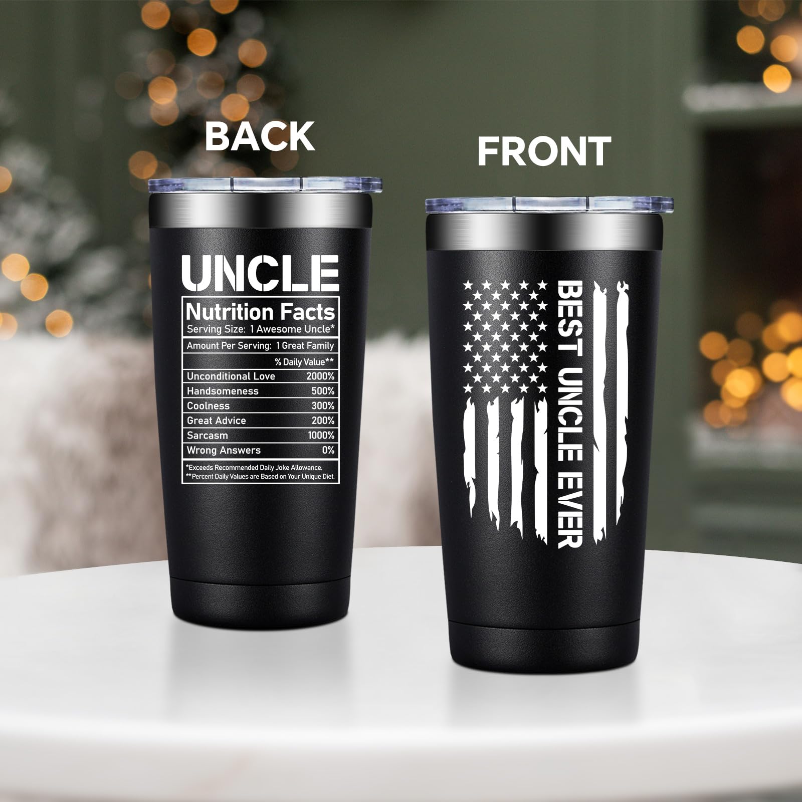 Uncle Gifts - Fathers Day Gift for Uncle from Niece, Nephew - Christmas, Birthday Gifts for Uncles Men Him - 20oz Tumbler