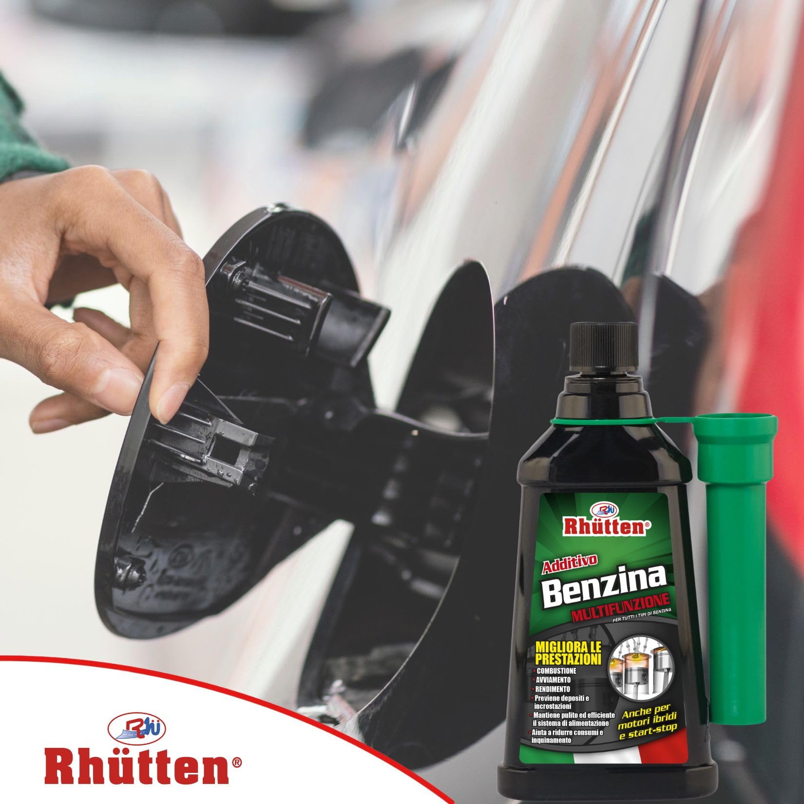 Rhutten, Additivo Benzina Multifunzione, Monodose Superconcentrata, Migliora le Prestazioni, Riduce Consumi, 150ml