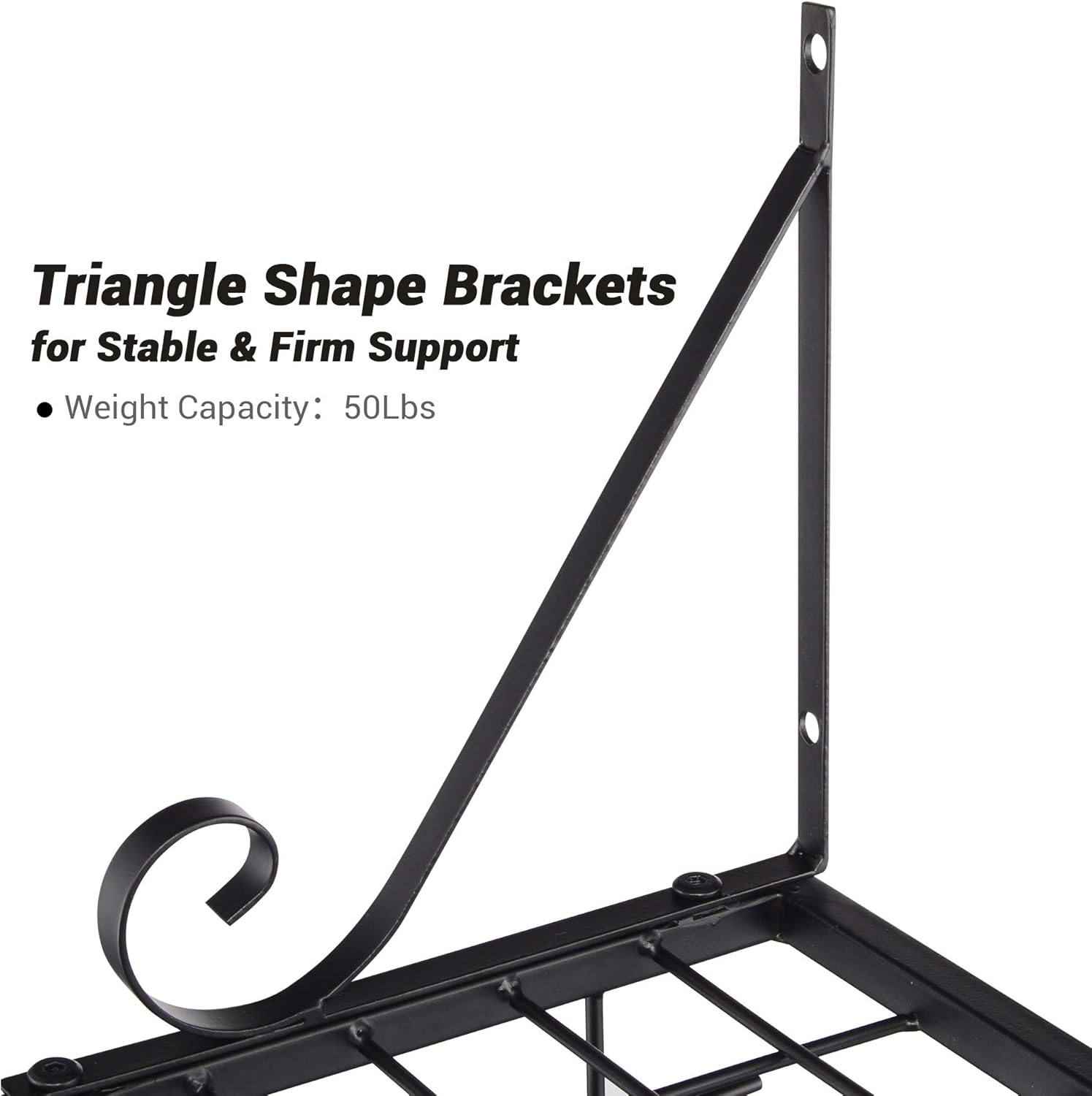 Aquaterior Grid Wall Mount Pot Pan Rack Kitchen Cookware Organizer with 10 Hooks Metal Wall Shelves Storage Pot Holder Black