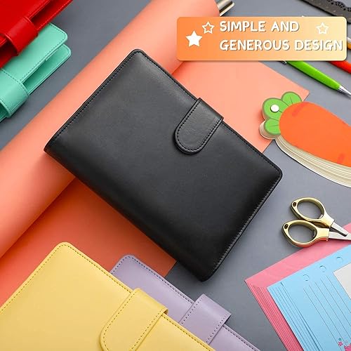 Miniatura 4 de Carpeta de piel sintética A6, 5 piezas, recargable, con 6 anillos, agenda personal de hojas sueltas con cierre de hebilla magnética (rojo, negro,