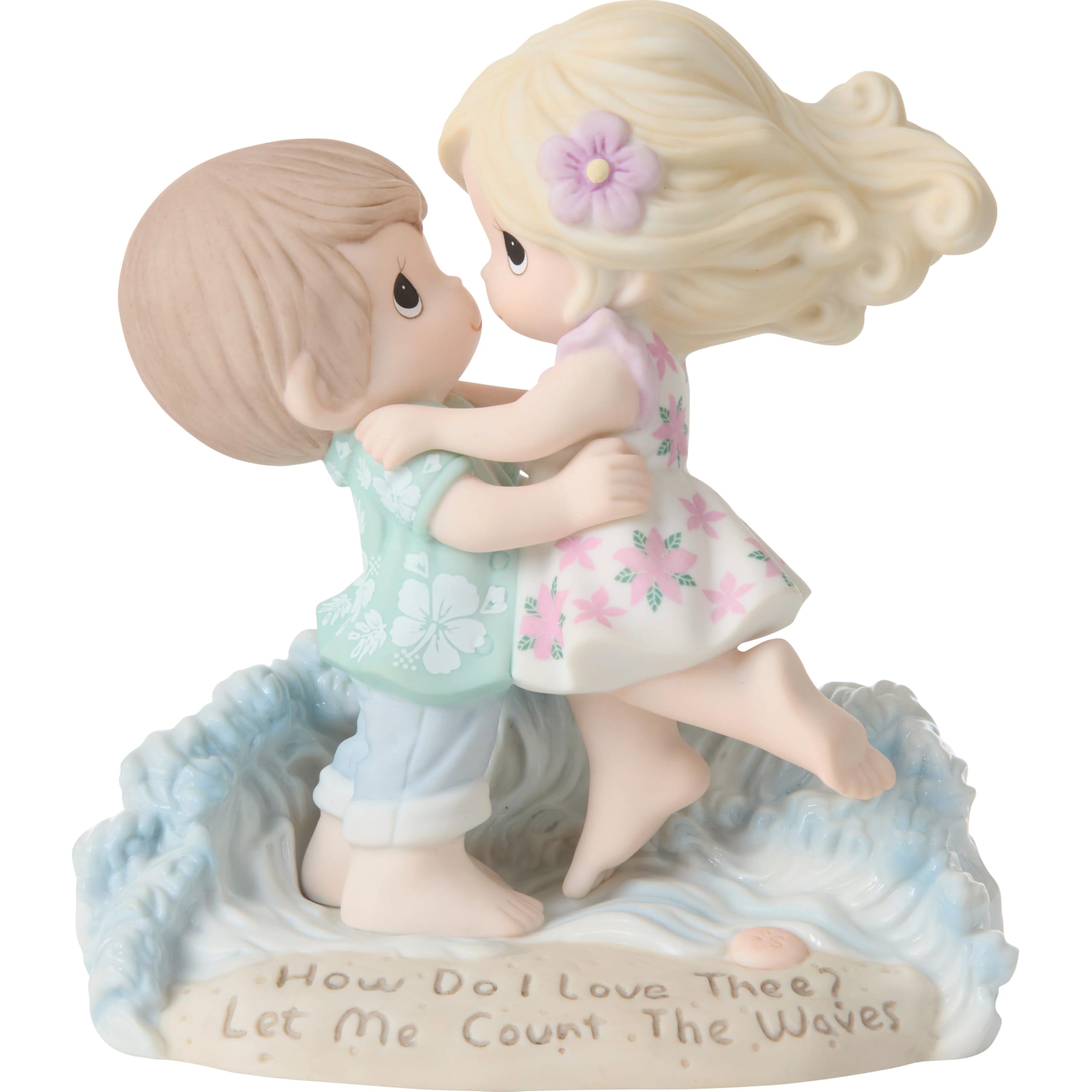 Statuette en porcelaine couple sur la plage décoration romantique