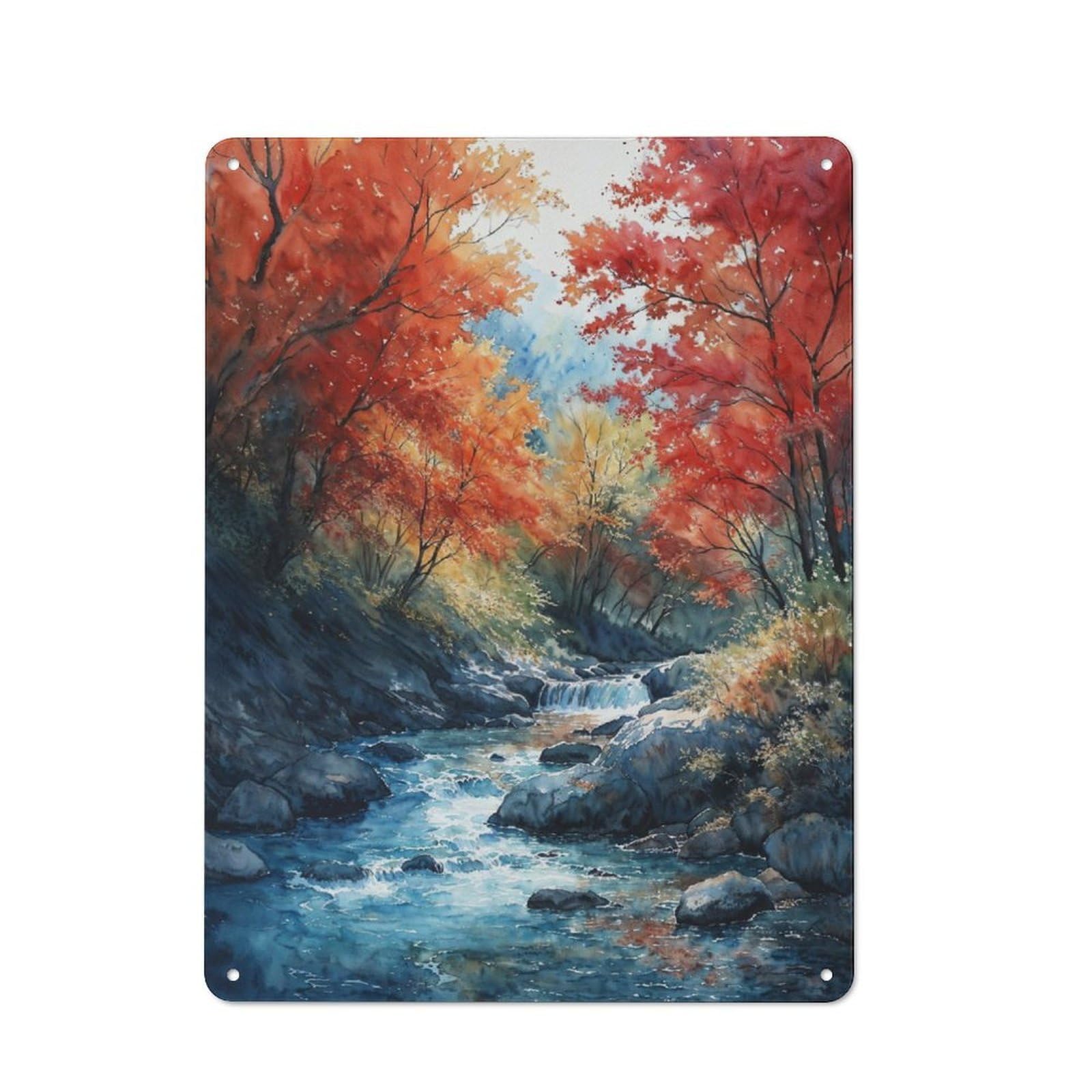 Junmoney Autumn Cascade Dreams Metal Plaque 40X30cm With For Workshop Wall, Retro Decor, For Garage, Workshop And Man Cave Decoration