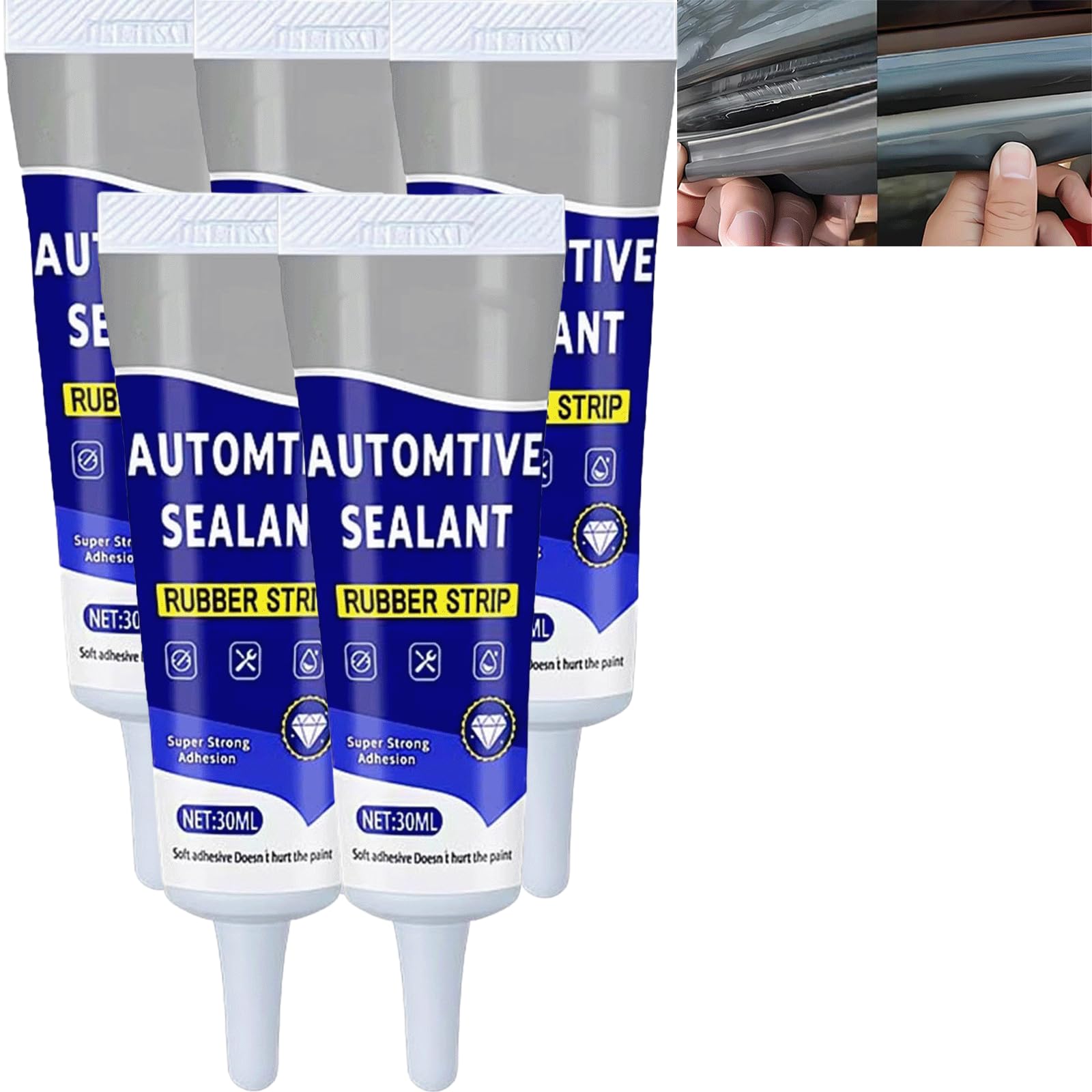 Automotive Interior Weatherstrip Repair Paste, Schwarzes Gummidichtungs-Klebegel, Trim Dashboard Headliner Fix, Flexible Soft Paint-Safe, Precision Tip Small Tube, (5PCS)
